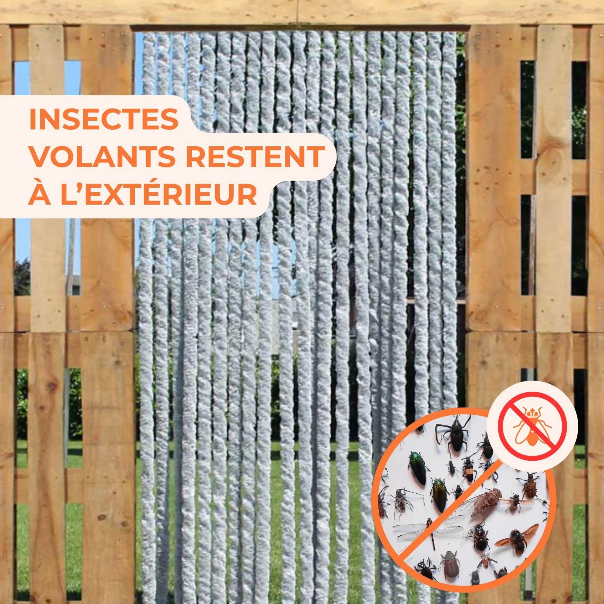 Trente Rideaux de Porte Chenille Gris 90 x 220 cm