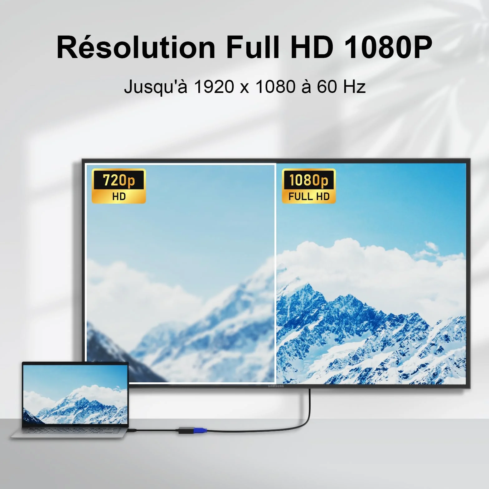 ICZI Adaptateur HDMI vers VGA 1080P Noir Convertisseur HDMI Mâle vers VGA Femelle