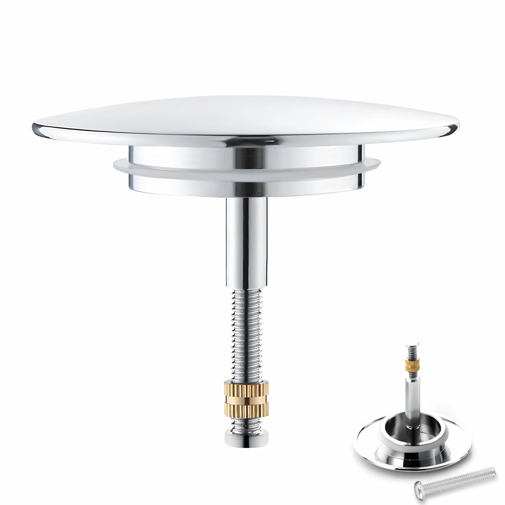 Bouchon De Baignoire Ø 72 mm avec Vis Réglable, Clapet De Lavabo