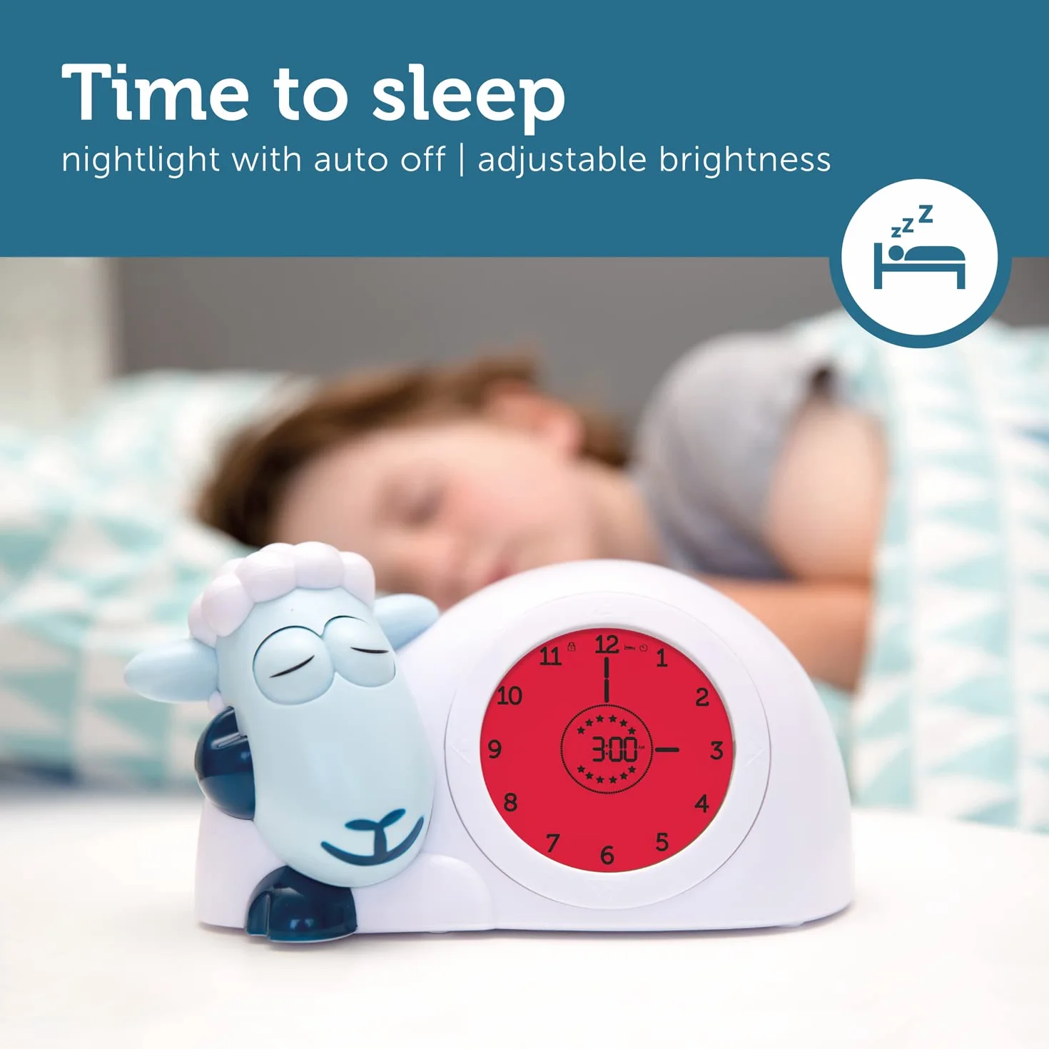 ZAZU Horloge Sam l'Agneau - Horloge d'Entraînement au Sommeil et Veilleuse pour Enfants | Réveil lumineux | Luminosité réglable