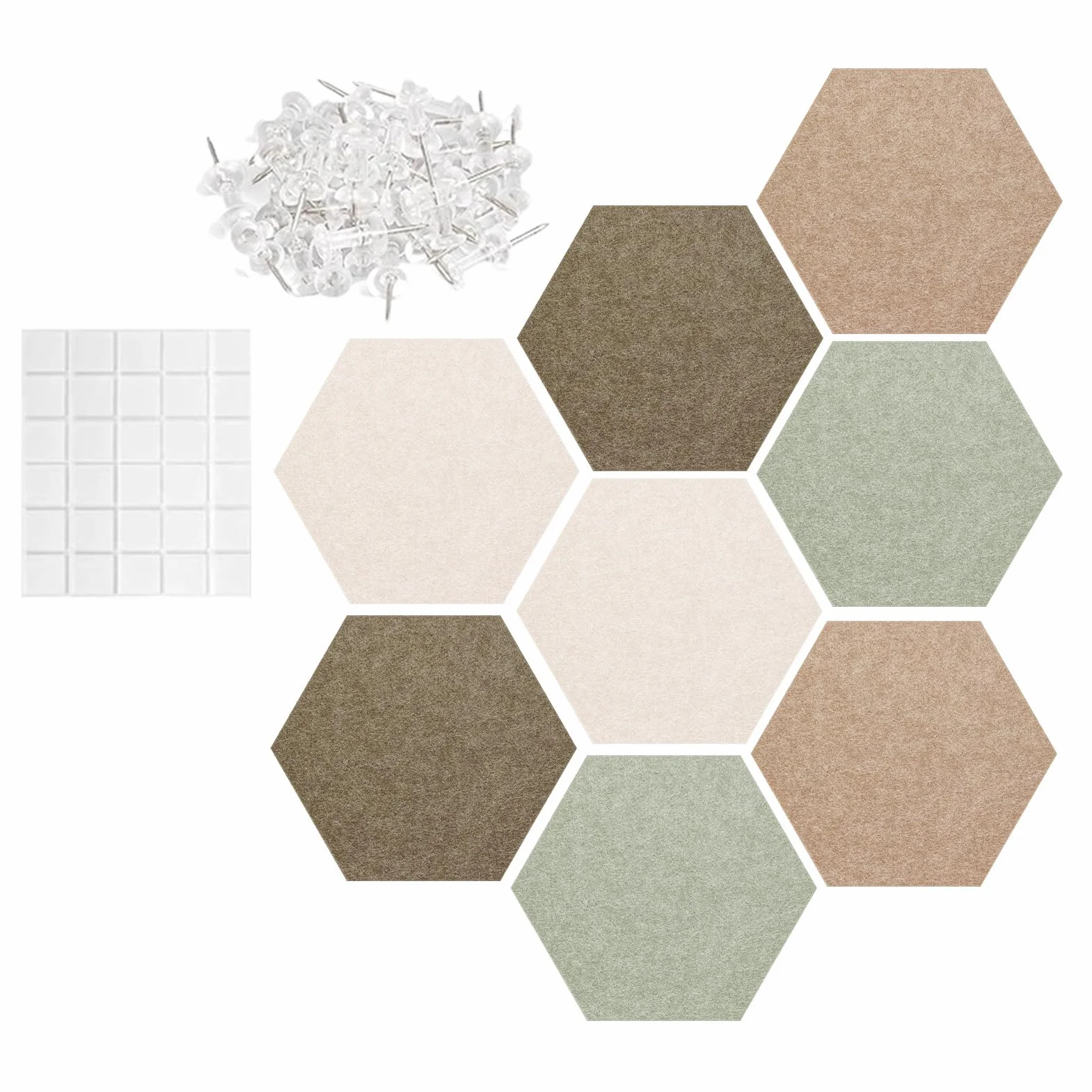 Grand tableau d'affichage hexagonal acoustique pour maison, chambre, salon, bureau
