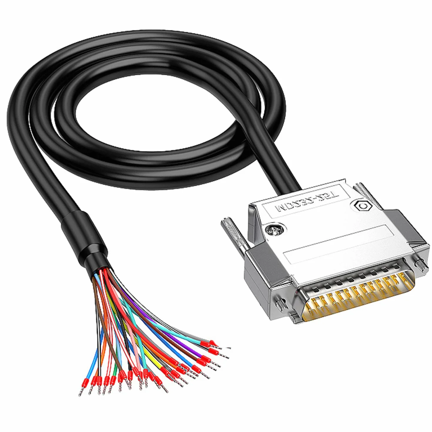 XMSJSIY DB25 adapter złącza RS232 25-pinowy kabel przedłużający szeregowy bezlutowy 25-pinowy kabel zastępczy z gołym przewodem - 1M (DB25 męski)