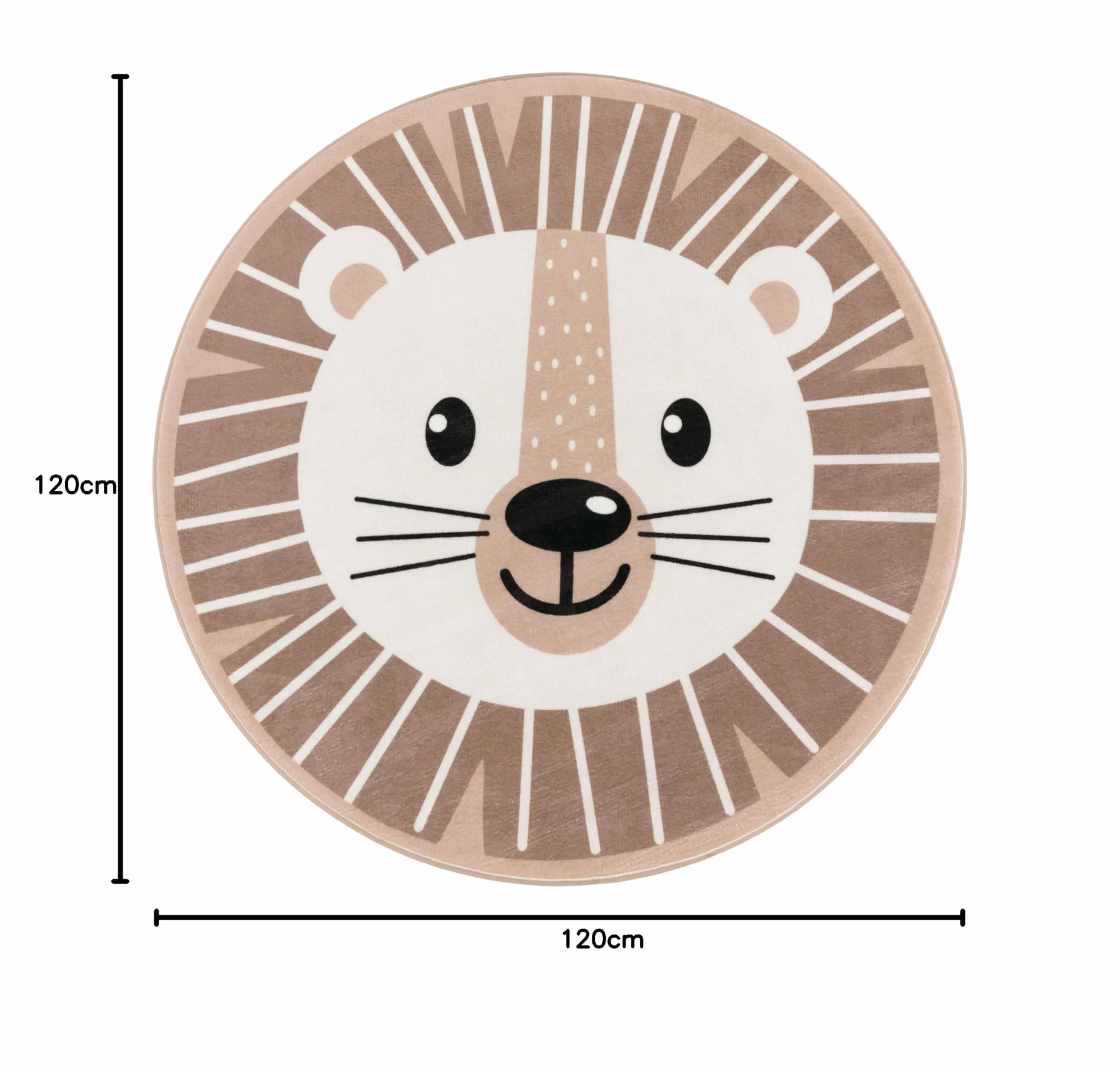 Paco Home Tapis Enfant Rond 120 cm Beige Lune Koala Tête Lion