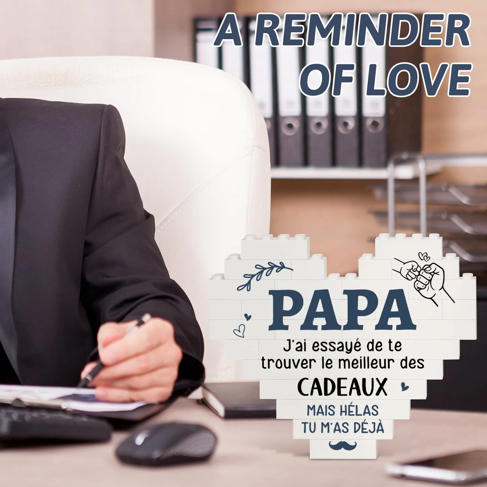 Plaque Cœur Cadeau Fête des Pères Original pour Papa