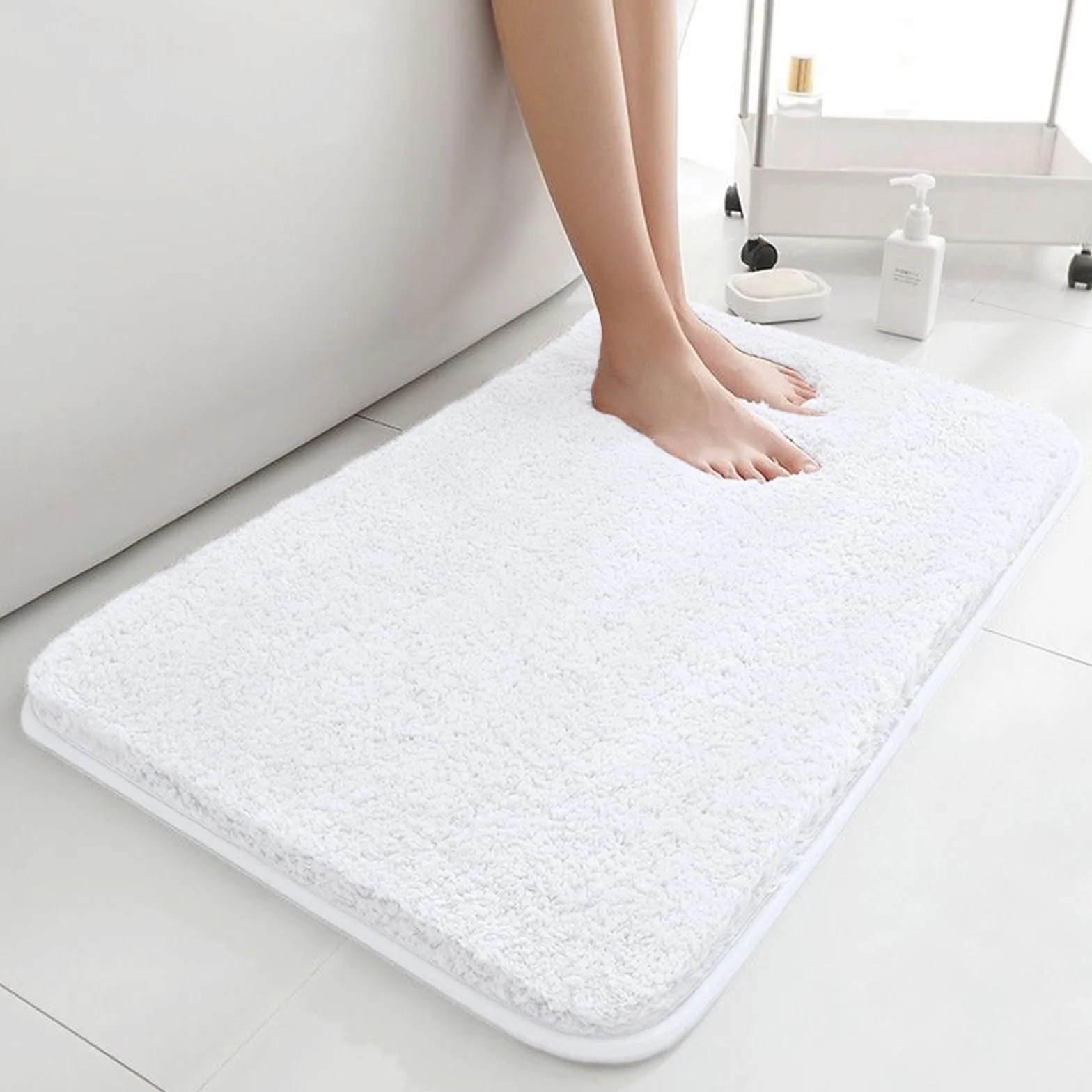 Tapis de bain antidérapant microfibre 50x80 cm blanc