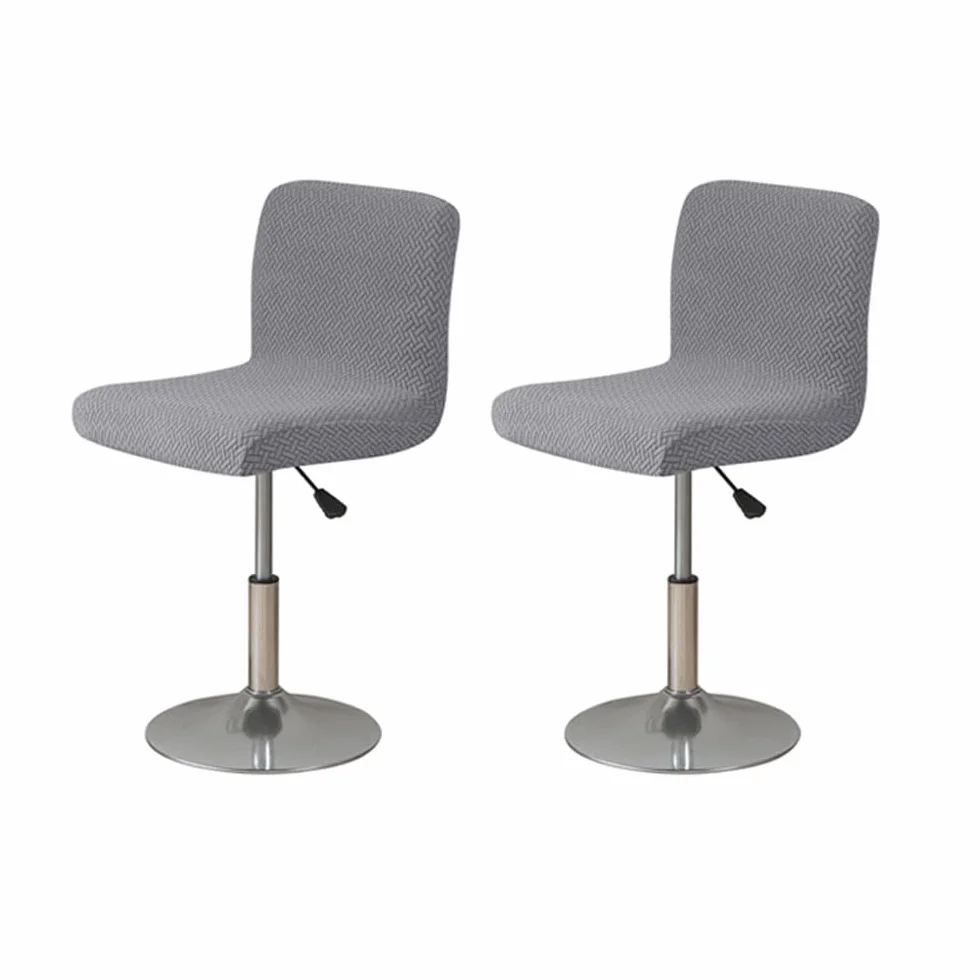 Housse Tabouret de Bar Extensible en Jacquard, Lot de 2 Pièces Gris Foncé