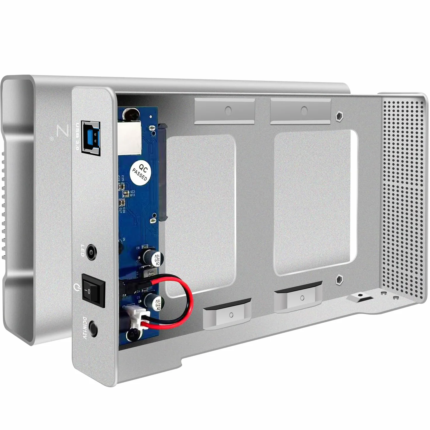 XIAO LIN Twardy dysk twardy 3,5" SATA USB3.0, aluminiowa obudowa zewnętrznego dysku twardego obsługująca dysk UASP 20 TB, zasilacz prądu 12V/2 A w zestawie