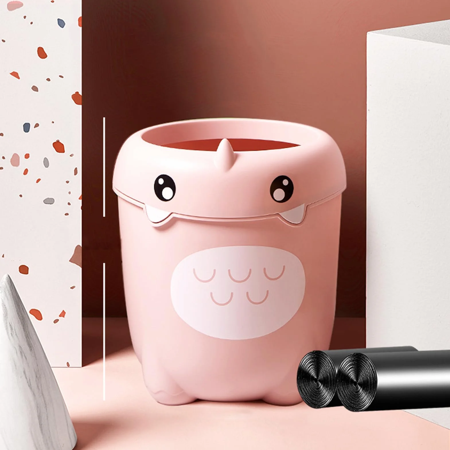 Poubelle Enfant Dinosaure Mignonne Grande Capacité Rangement Déchets Salle De Bain