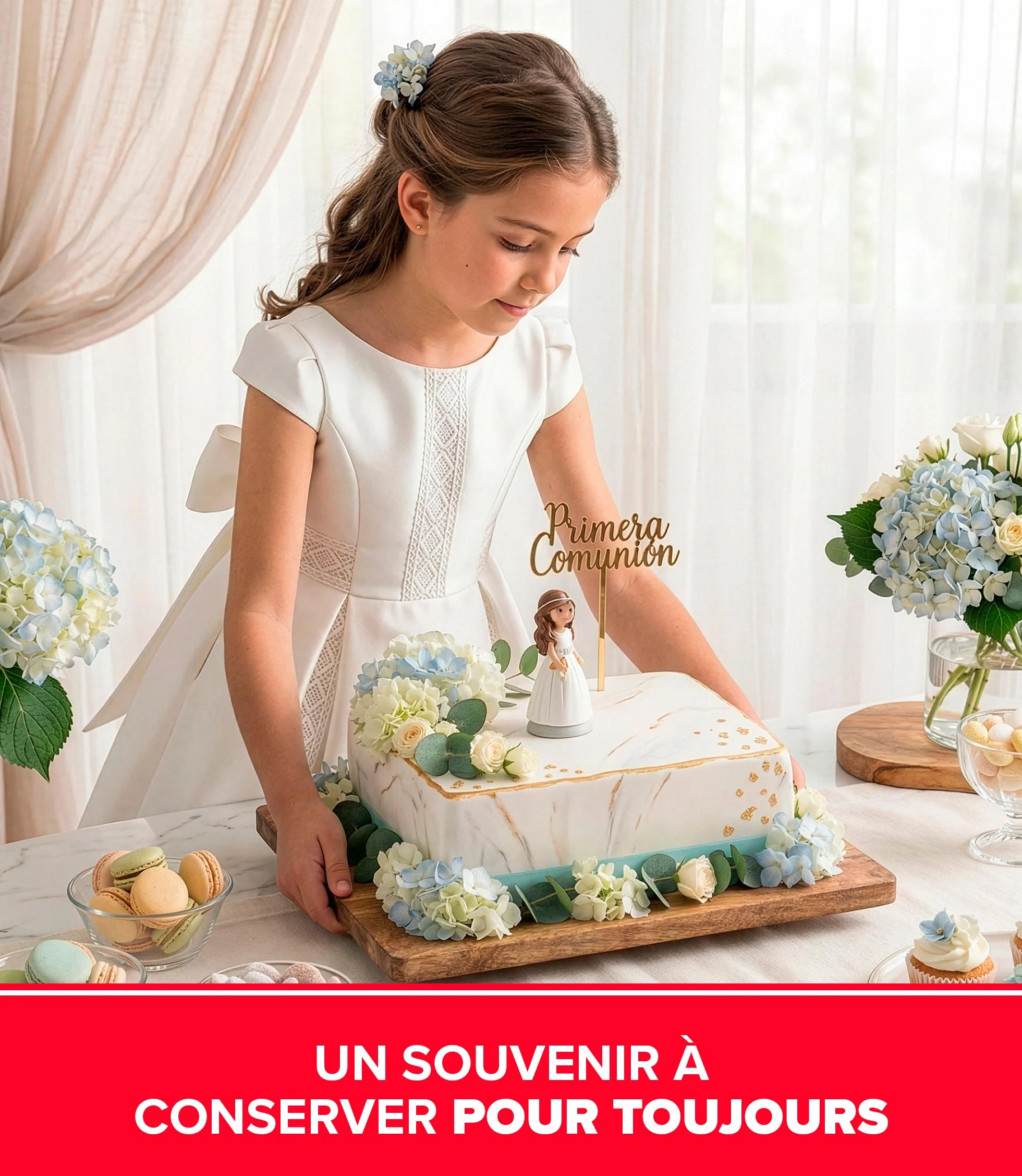 Figurine Décorative Première Communion Fille Catéchisme Résine 13 cm Design Original Contact Alimentaire
