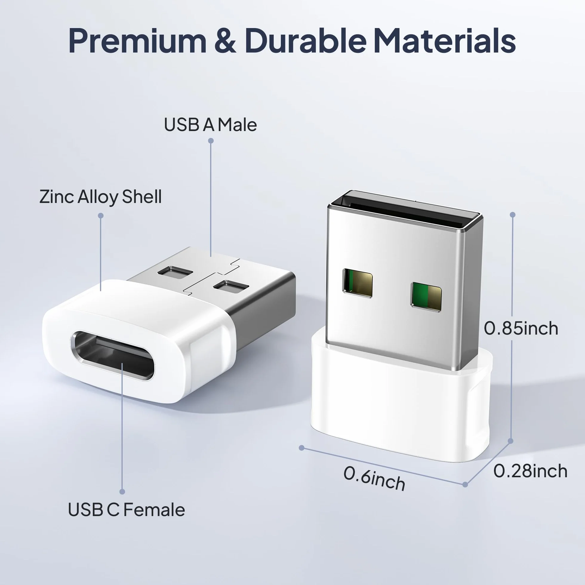 BASESAILOR Adaptateur USB vers USB C 3Pack, Convertisseur Type C Femelle vers A Mâle pour iPhone 17 16 15 Pro, Samsung S26