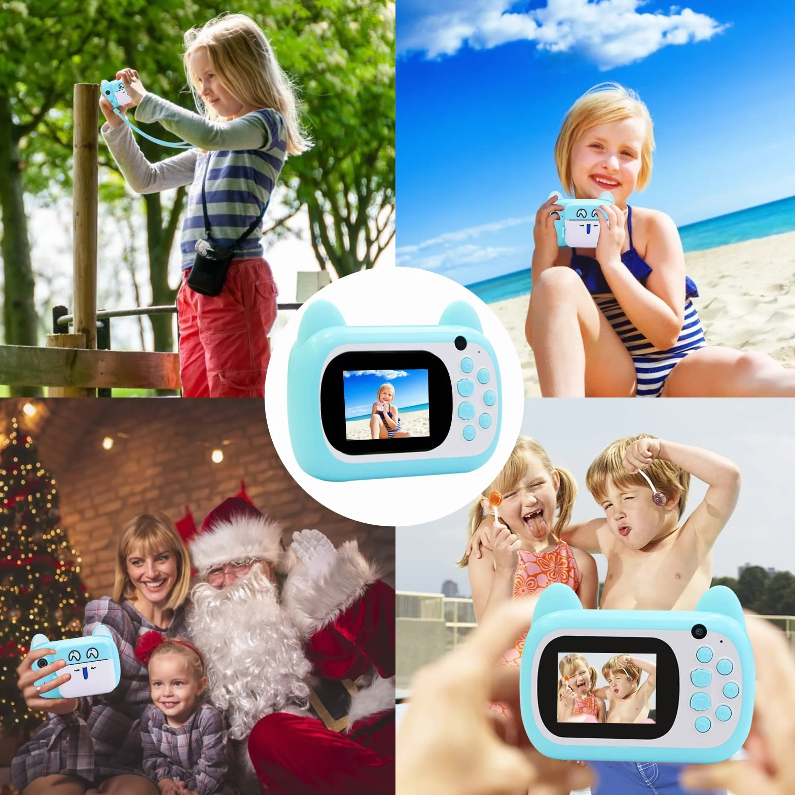 Aparat natychmiastowy dla dzieci, ekran LCD 6,1 cm, cyfrowy aparat dla dzieci, z 6-krotnym zoomem, podwójny obiektyw 24 MP, rejestrator wideo 1080p, prezent dla chłopców i dziewczynek (zielony)