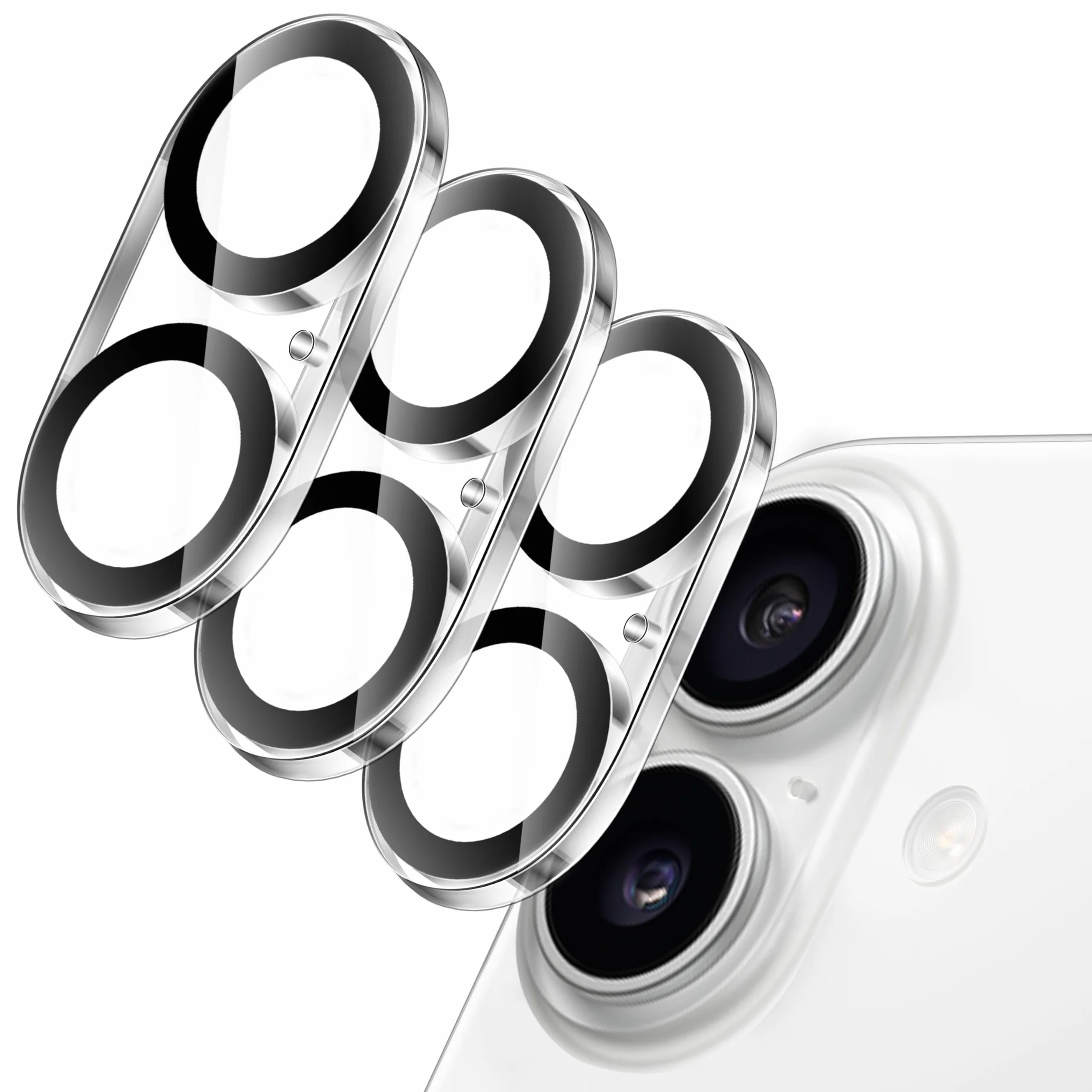 JETech Osłona Obiektywu Aparatu dla iPhone 16 6,1 Cala i iPhone 16 Plus 6,7 Cala, 9H Szkło Hartowane, Antyzarysowania, Nie Wpływa na Nocne Zdjęcia, HD Przejaśniać, 3 Sztuki