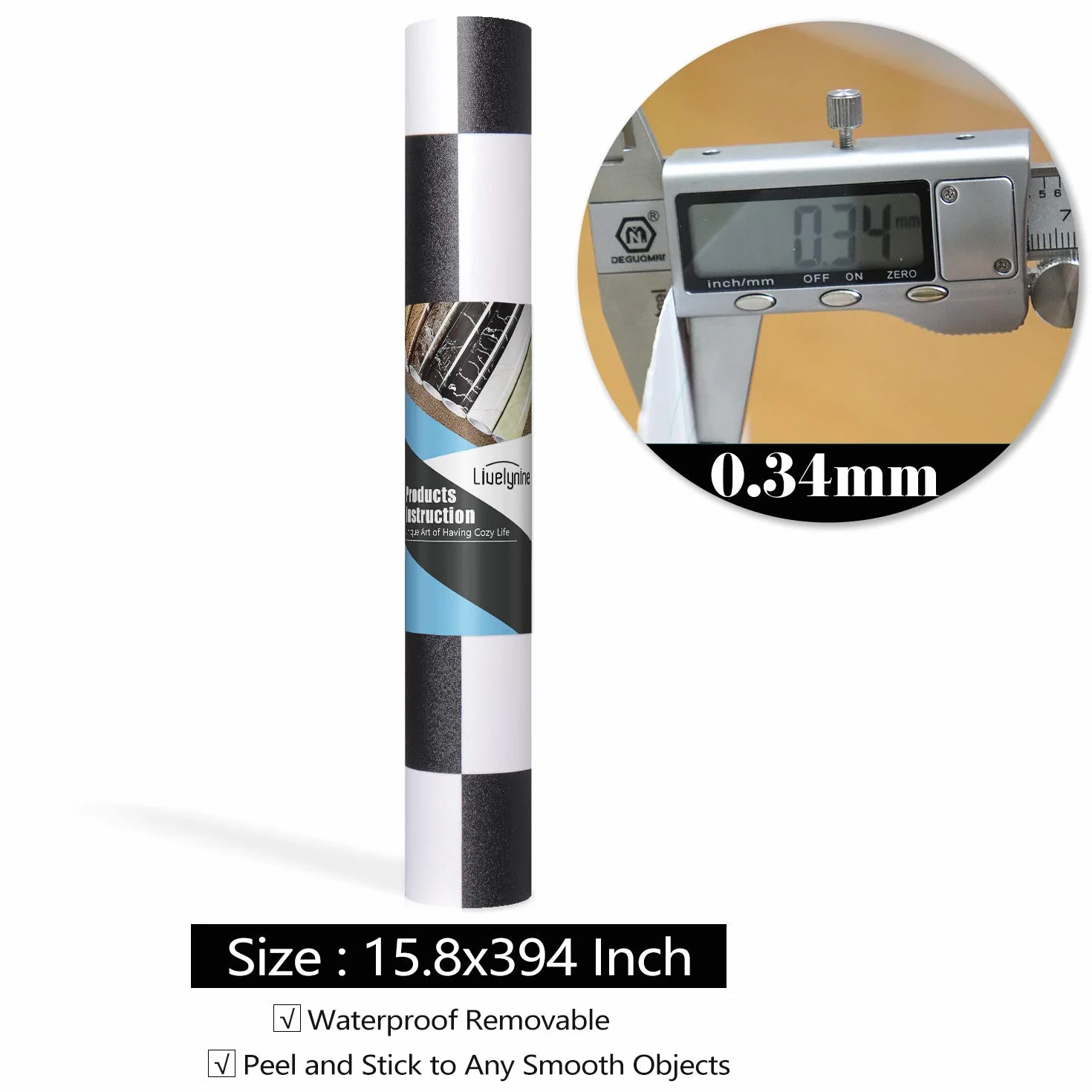 Livelynine Dalle PVC Adhesive 40cm x 10m Carrelage Adhésif Mural Imperméable Noir et Blanc Vinyle Stickers Cuisine Salle de Bain