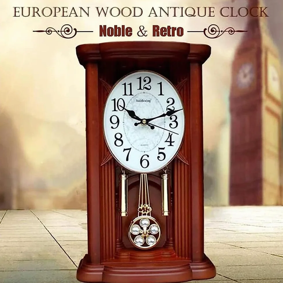 Horloge de Cheminée Vintage à Pendule avec Carillon Westminster en Bois