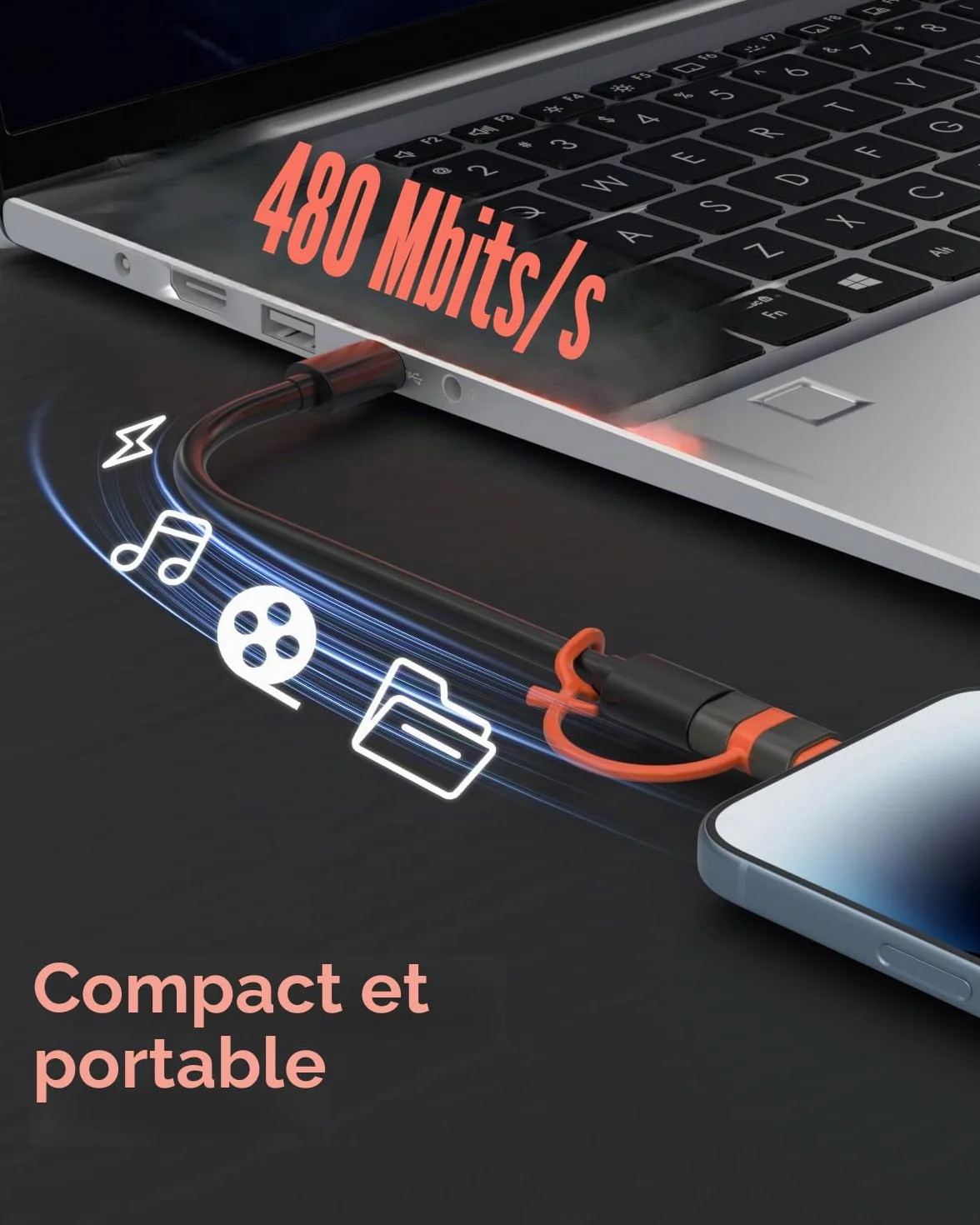 Adaptateur USB C vers Lightning 2 Pièces pour iPhone 14 13 12 11 X Pro Max Air Mini
