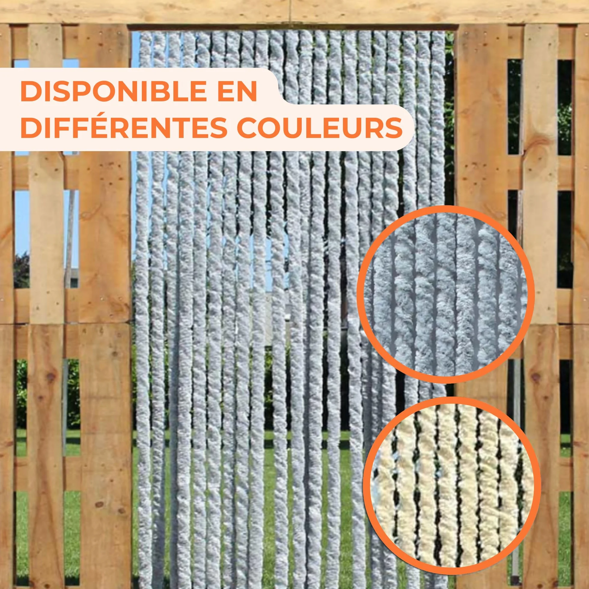 Trente Rideaux de Porte Chenille Gris 90 x 220 cm