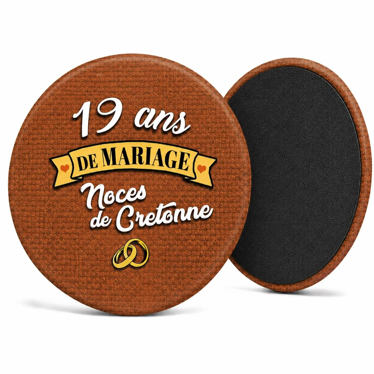 Magnet Aimant 3.8cm Anniversaire 19 Ans Mariage Noces Cretonne