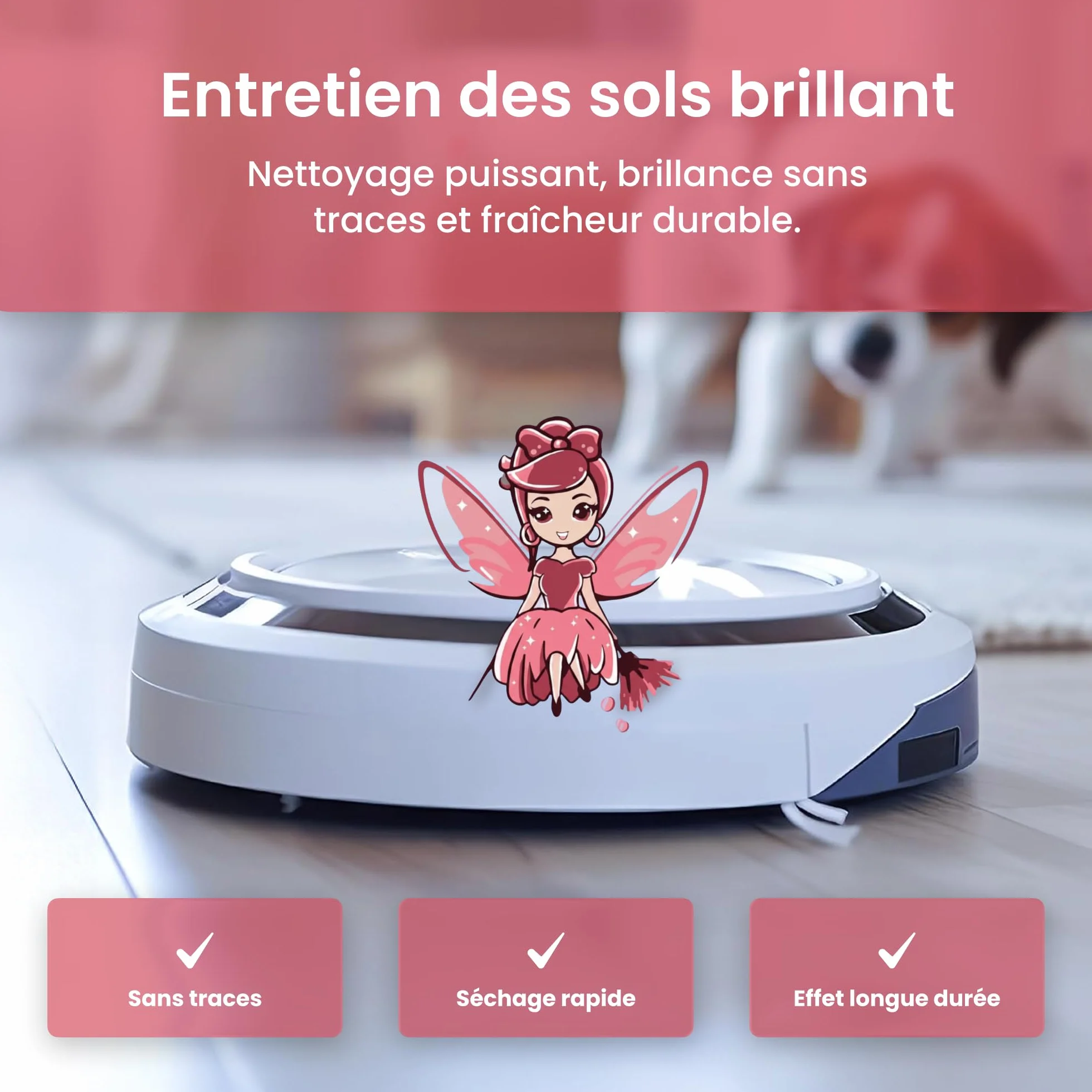 Mrs. SHINY Détergent aspirateur laveur parfum magnolia nettoyant sol robot 750 ml