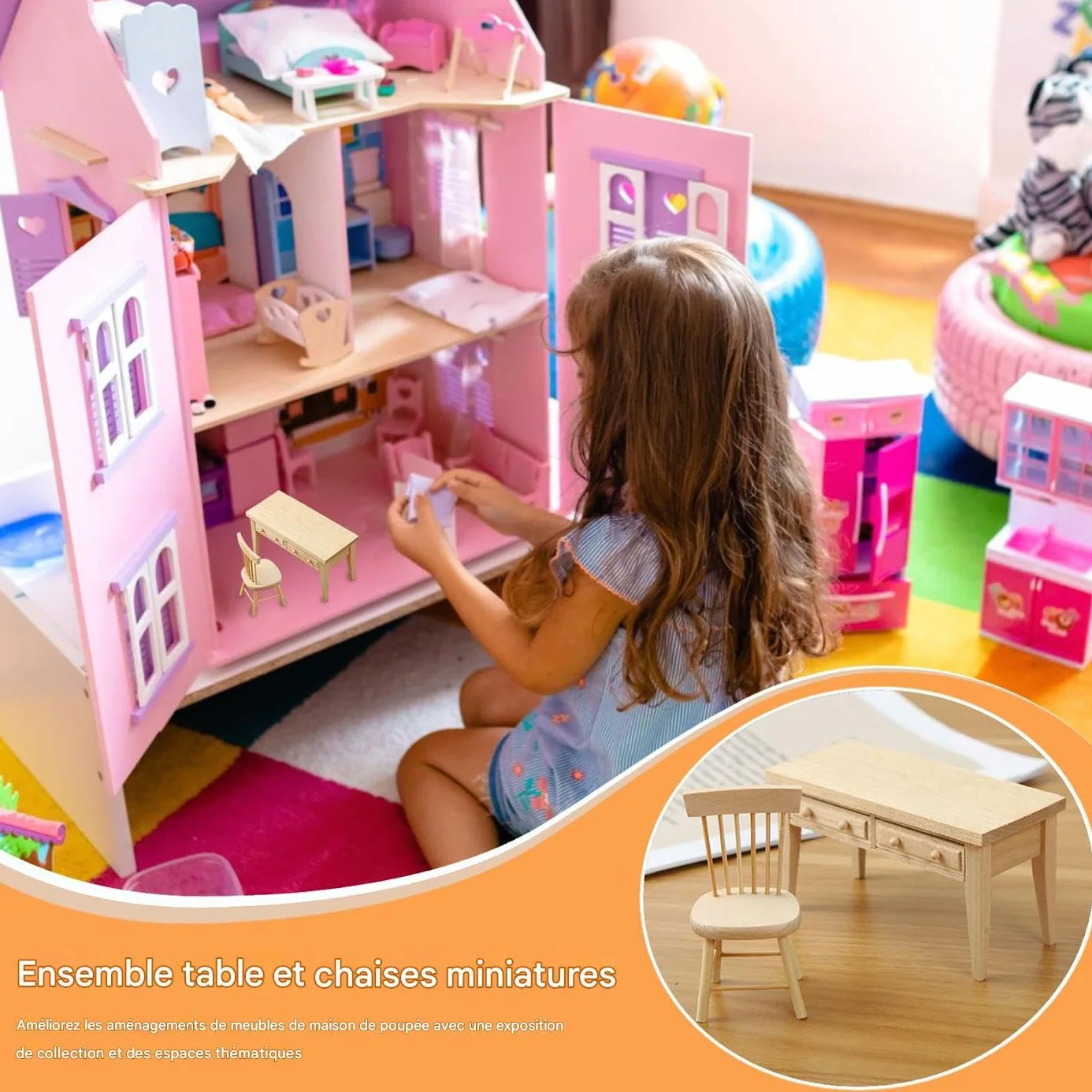 Mobilier De Maison De Set de Table et Chaises Miniatures Échelle 1/12 pour Maisons de Féériques Collectionneurs
