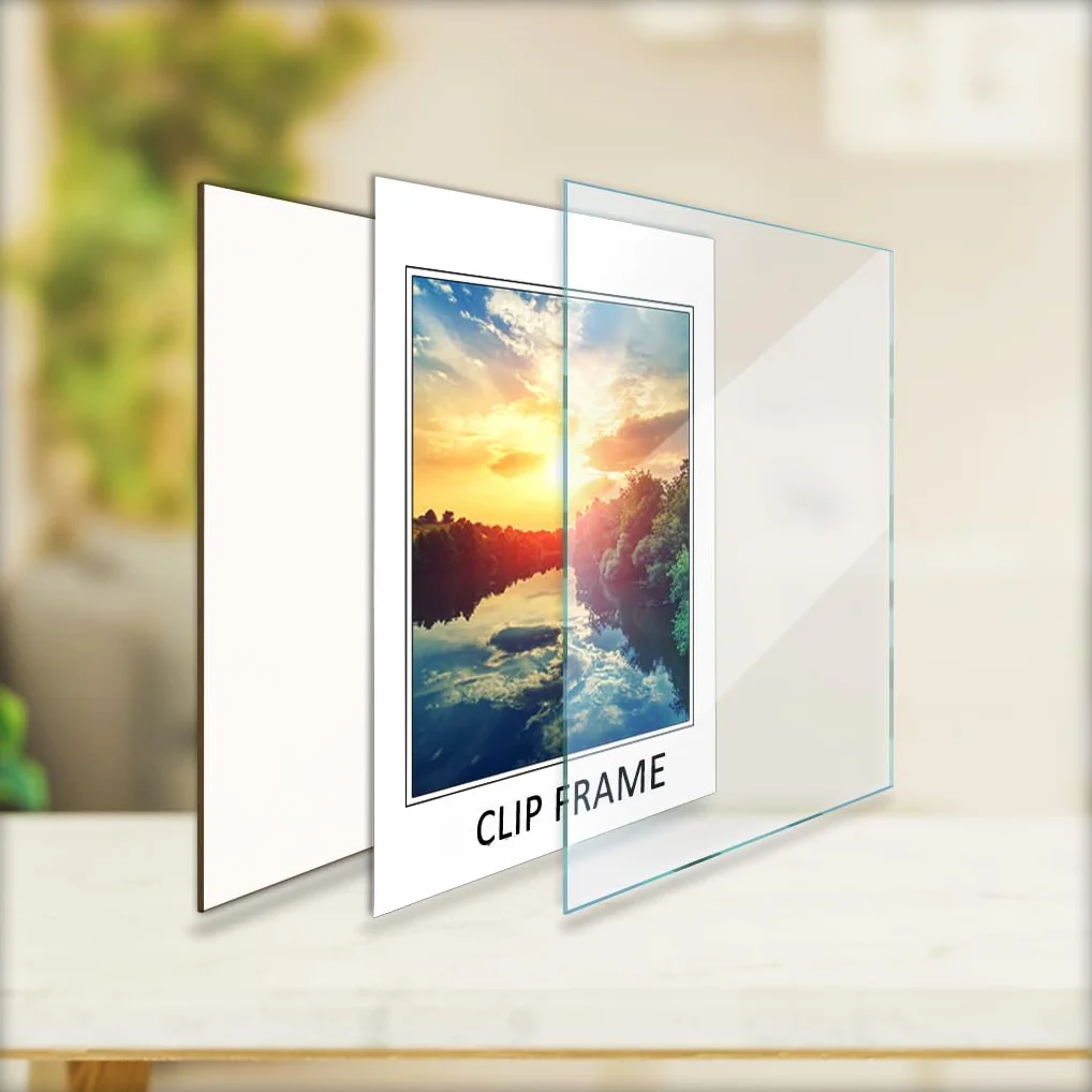 Cadre à clips en plexiglas 20 x 50 cm MG Design – pour photos posters puzzles suspension verticale horizontale