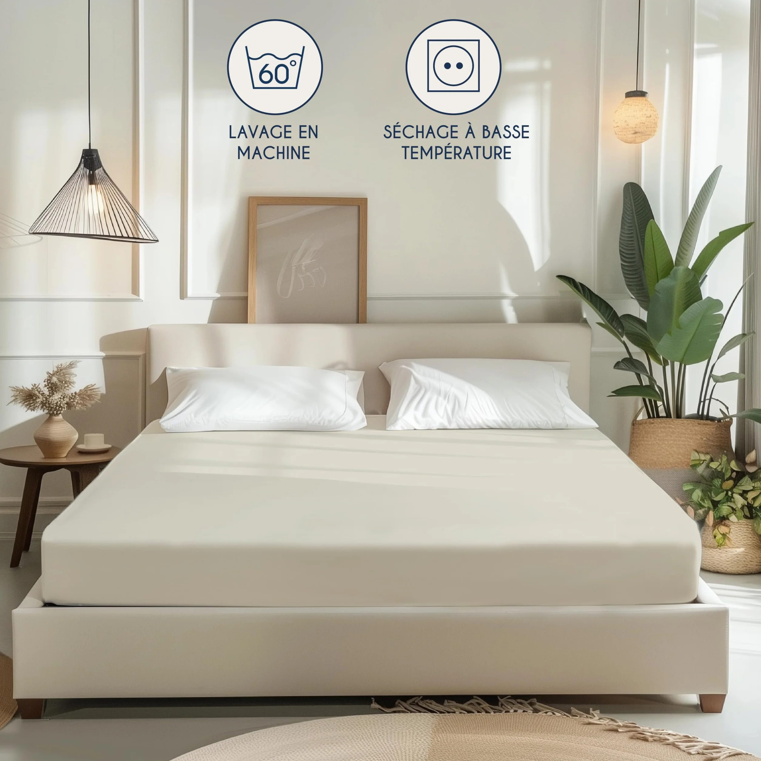 Dreamzie Drap Housse 140x190/200 Beige 100% Jersey Coton Certifié Oeko Tex