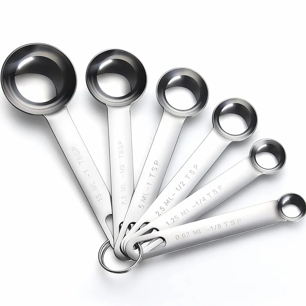 AOOSY cuillères doseuses inoxydable 6 pièces polies miroir 1/8 TSP 1/4 TSP 1/2 TSP 1 TSP 1/2 TBLS 1 TBLS cuisson