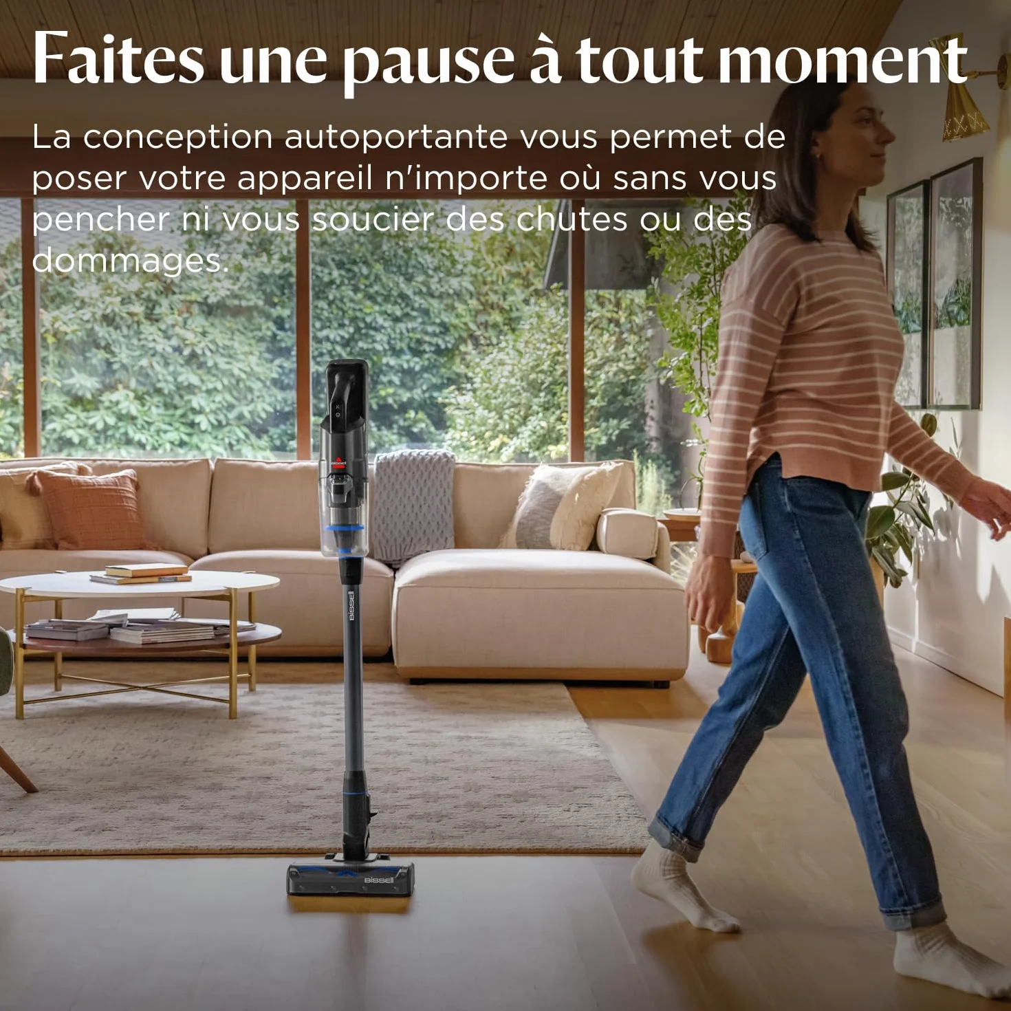 Bissell PowerClean FurGuard, Aspirateur Balai sans Fil, 280W, Brosse Autonettoyant, Éclairage FurFinder, Aspirateur sans Fil, Autoportant, Filtre HEPA, 2500 mAh Batterie Amovible, 50 Min, 4091N