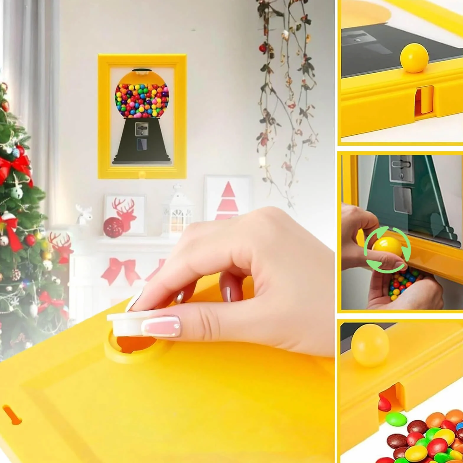Distributeur de bonbons mural décoratif avec répartition rapide jaune