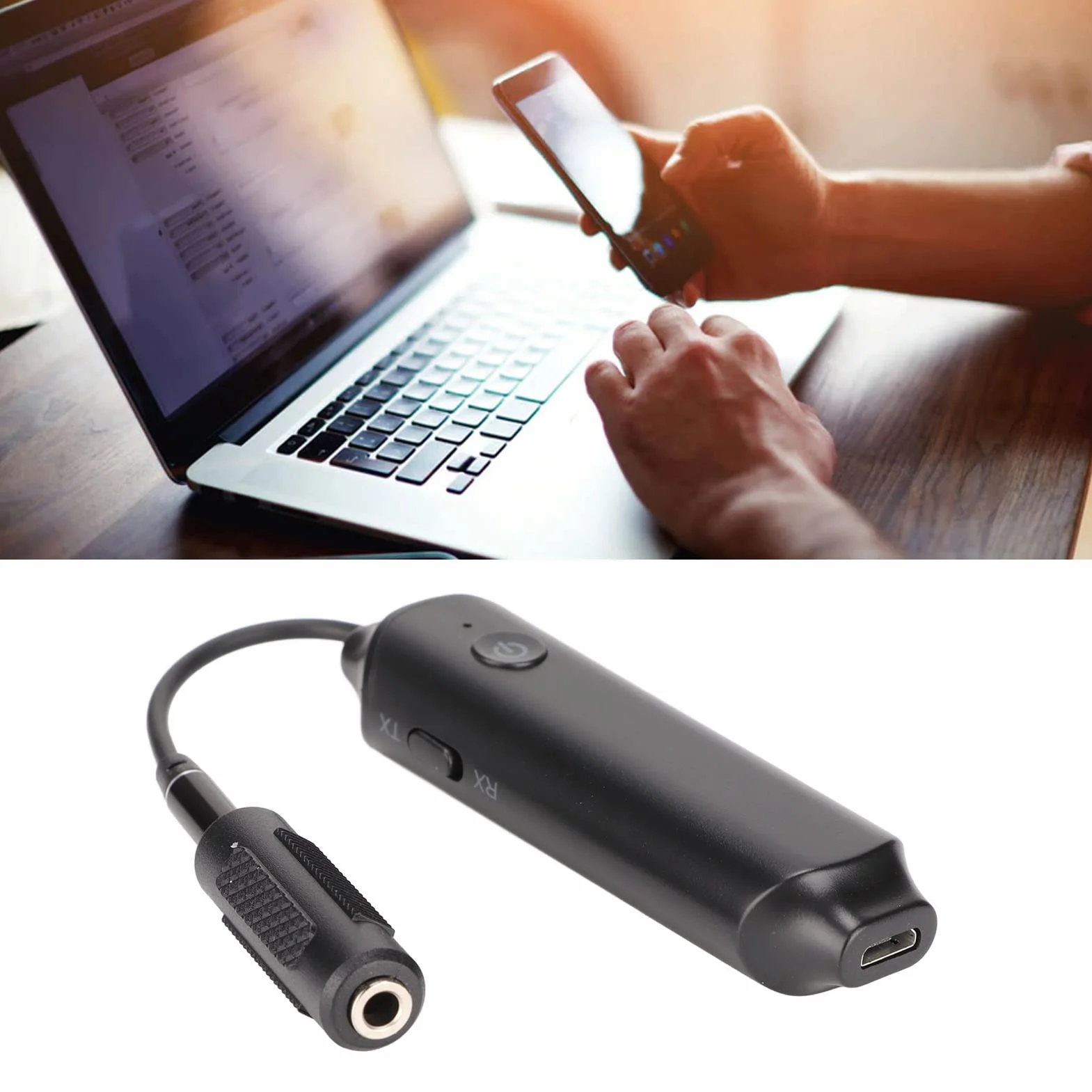 Nadajnik Bluetooth Odbiornik 2 w 1 Bezprzewodowy Adapter Audio USB Adapter Audio Bluetooth 5.0 z Interfejsem Stereo 3,5 Mm do Telewizora Projektor Głośnik Samochodowy Komputer