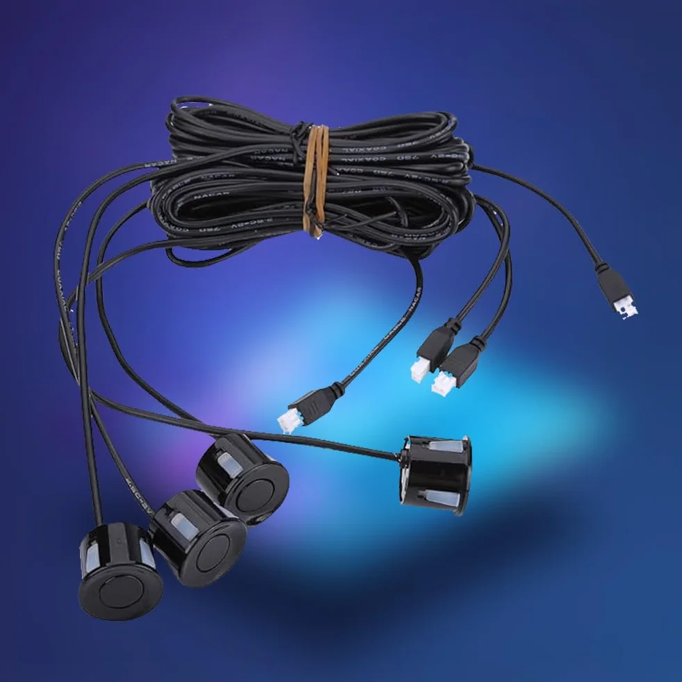 4szt Czujnik parkowania Sonda, cofania detektor kopii zapasowej pojazdu (czarny) kabel czujnik parkowania 4.5