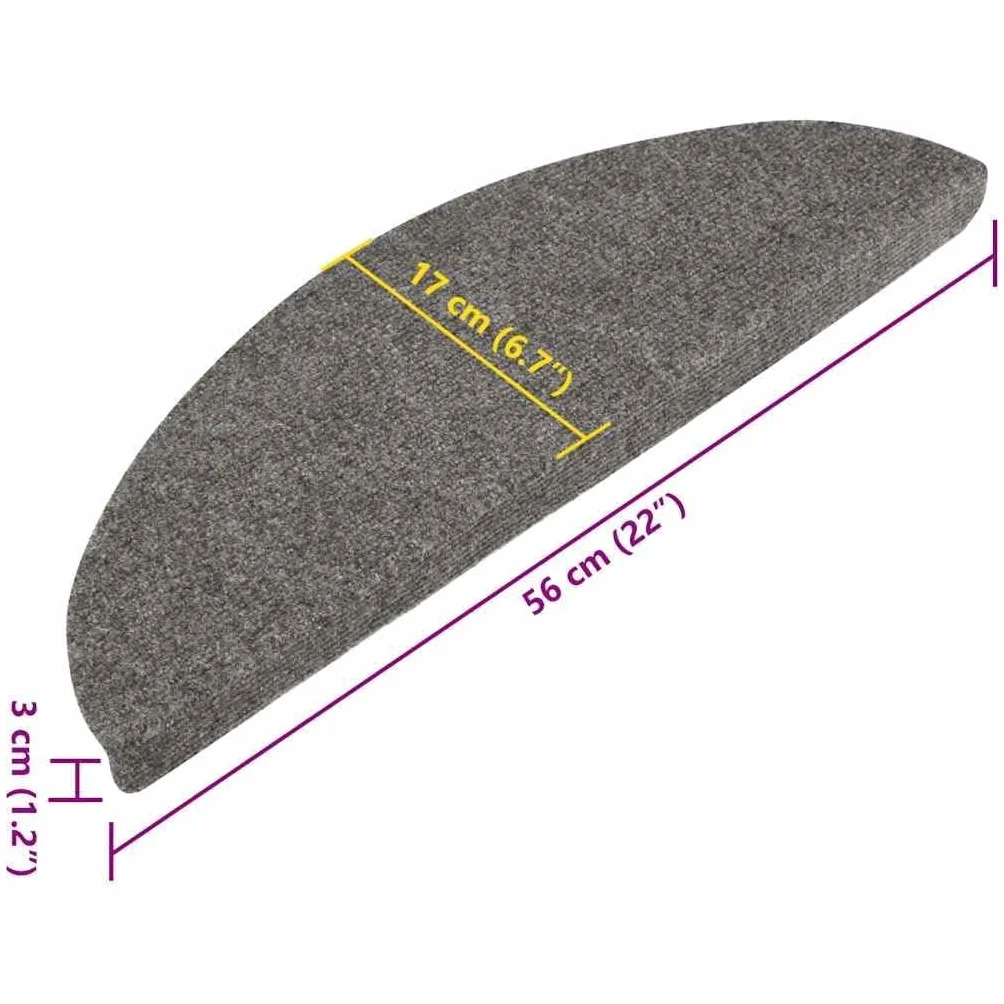 vidaXL Tapis d'Escalier 15 Pièces Gris Feutre Aiguilleté Autocollant Antidérapant Insonorisant Lavable en Machine