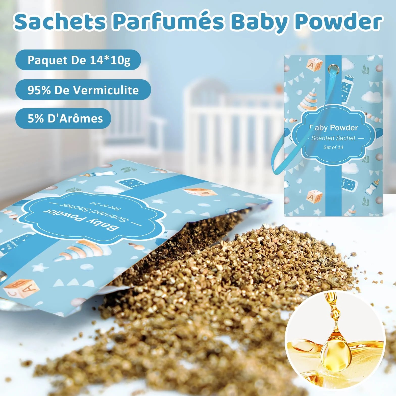 SCENTORINI Sachets Parfumés 14 sztuk, Odświeżacz do Szafy, Samochodu, Długotrwały Zapach