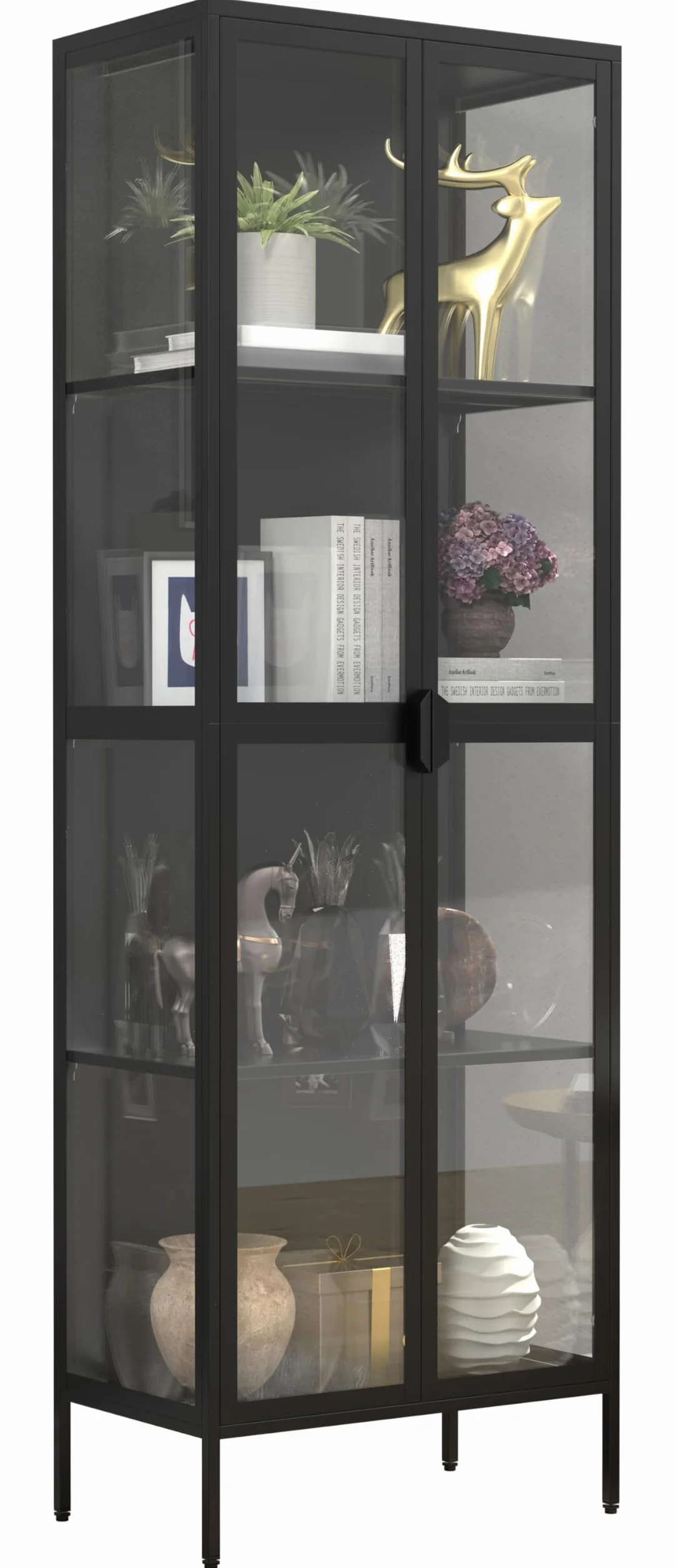 VCM vitrine en Verre Colonne Acier Verre vitrine vitrine de Collection vitrine de Verre vitrine 180x60x35 Floka XXL Noir