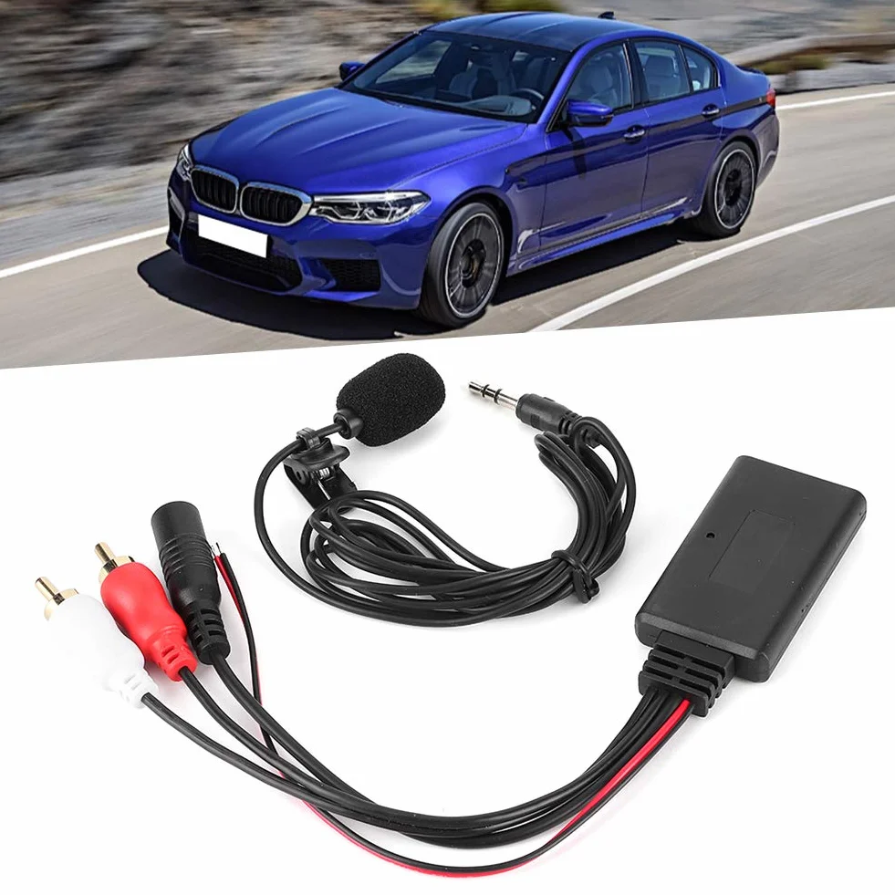 Moduł Bluetooth AUX, moduł Bluetooth AUX 2 RCA adapter kablowy z mikrofonem głośnomówiącym do Alpine