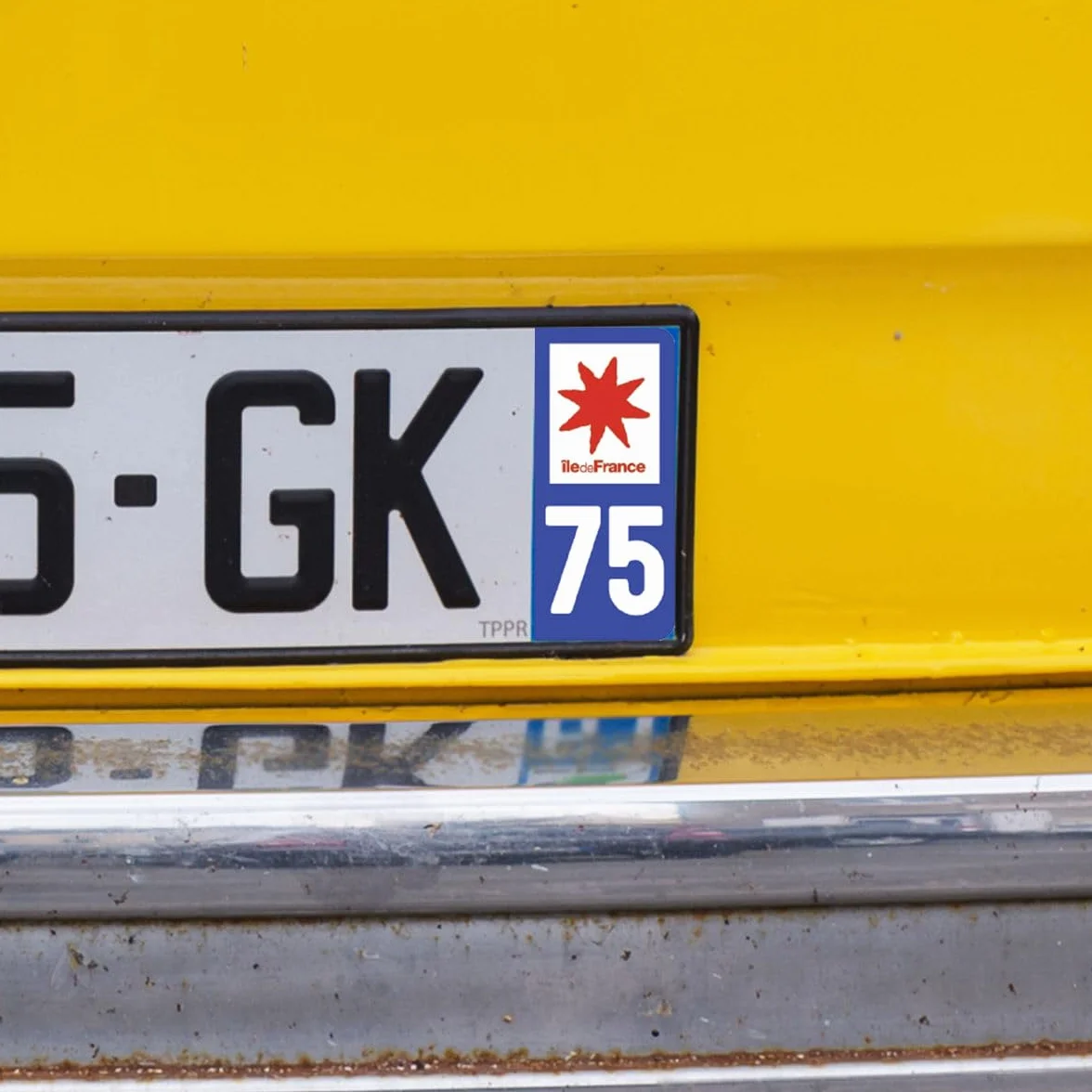 Autocollant Plaque Voiture Immatriculation Département 75 - 2 Stickers 10.2 cm x 4.6 cm