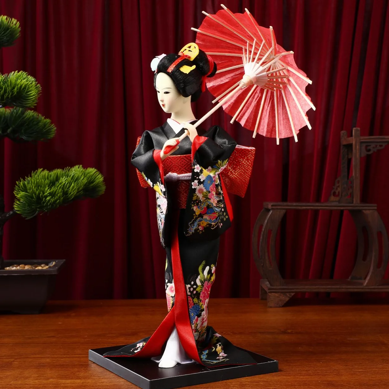 Poupée japonaise geisha kimono style traditionnel - Figurine asiatique de collection maison restaurant décoration fête