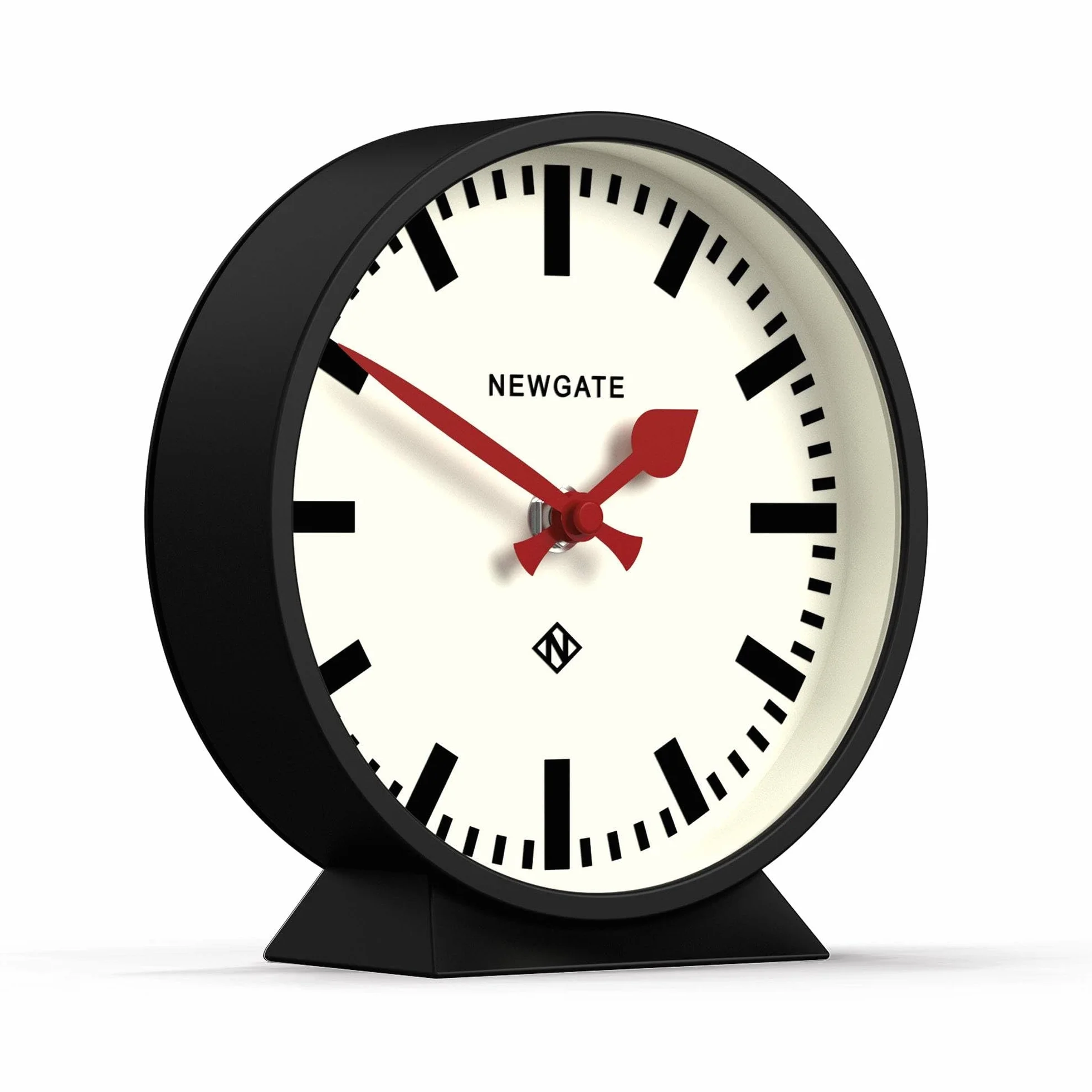 NEWGATE® M Horloge de Bureau du Chemin de Fer de Mantel | Conception Moderne d’Horloge Ronde de Gare | Noir | Style Contemporain pour Bureau, Table, étagère ou Table de Chevet