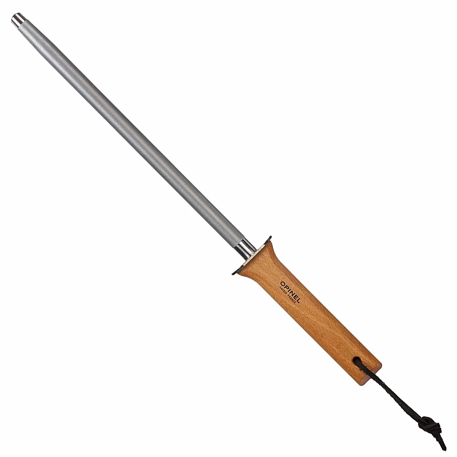 Opinel - Fusil à Aiguiser Revêtement Diamant - Ø 13 mm, Longueur 25 cm - Affûtage Couteaux de Cuisine - Manche Hêtre, Lanière Cuir - Fabrication Française