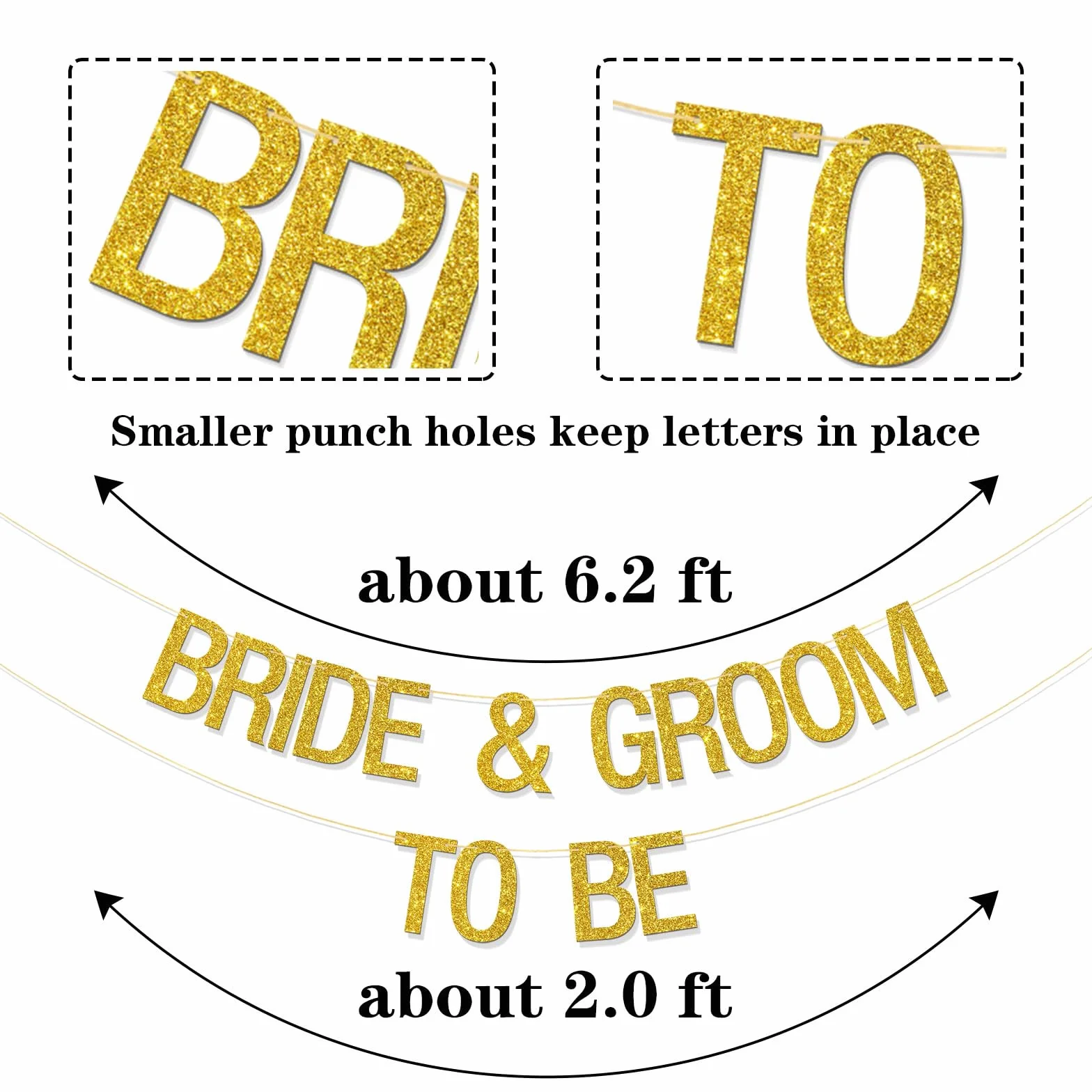 Bannière Bride & Groom to Be – Décorations de mariage – Paillettes dorées