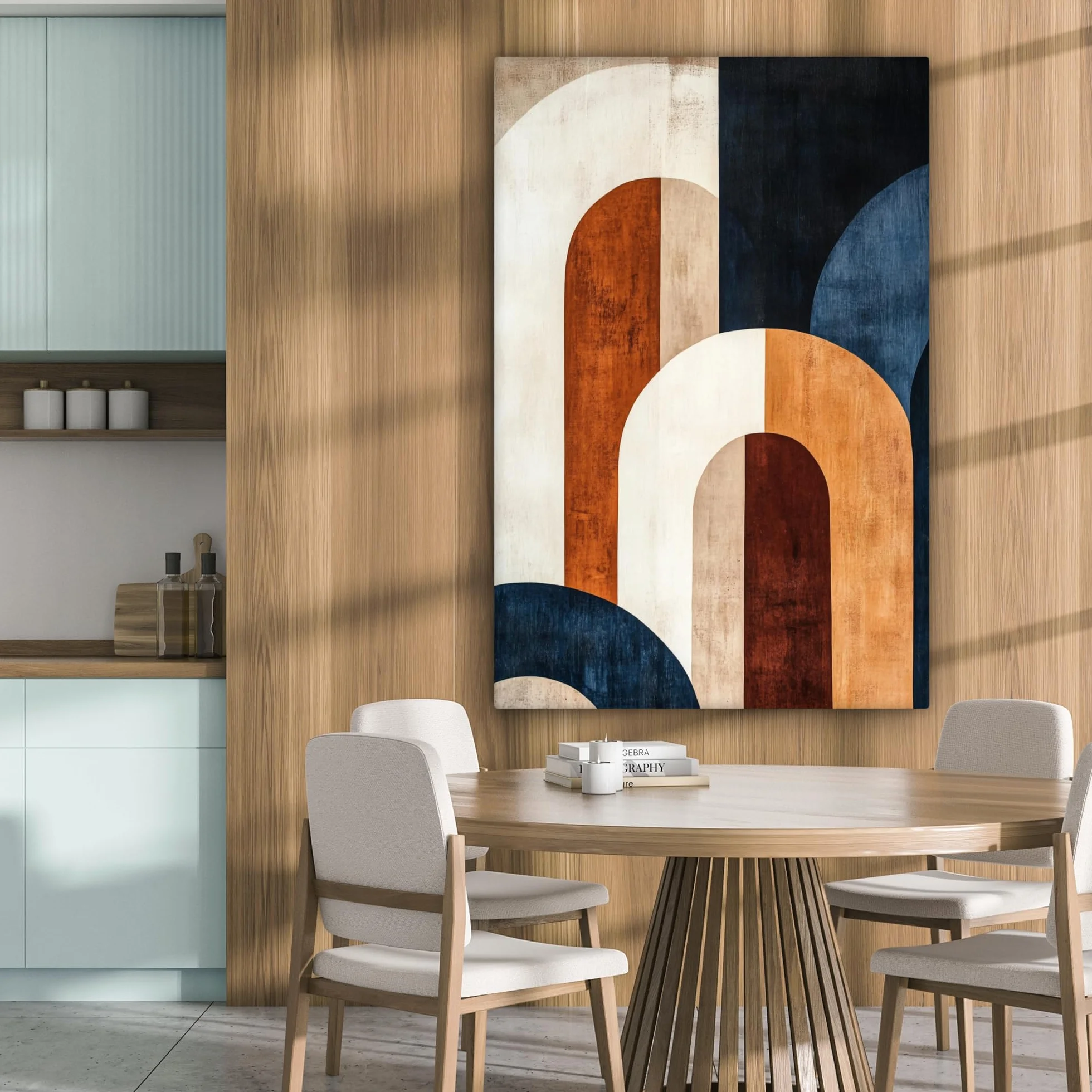 MuchoWow© Impression sur Toile Decoration Murale Peinture 80x120 cm Tableaux Decoratifs Muraux Déco Chambre Tableau Salon Abstrait - Formes - Bleu Foncé