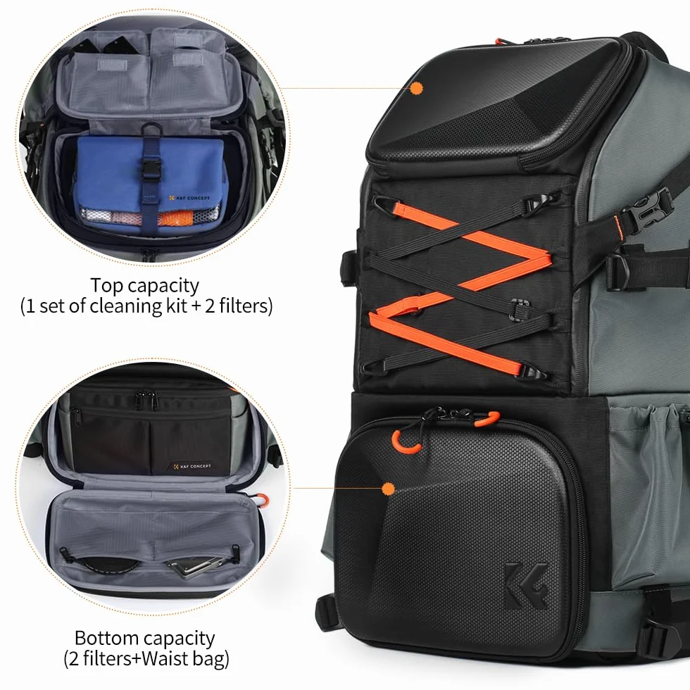 K&F CONCEPT Profesjonalny plecak na aparat, 32L Wielofunkcyjna torba na aparat fotograficzny Wytrzymały wodoodporny plecak na aparat, 15,6-calowa kieszeń na laptopa (w zestawie torba na ramię)