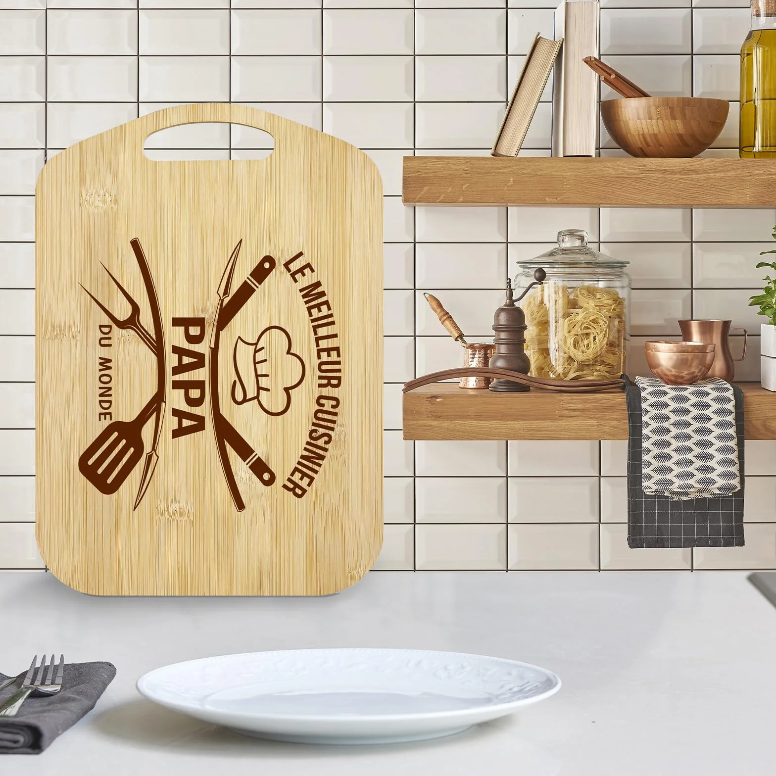 Planche à Découper en Bambou Cadeau Fête des Pères Original