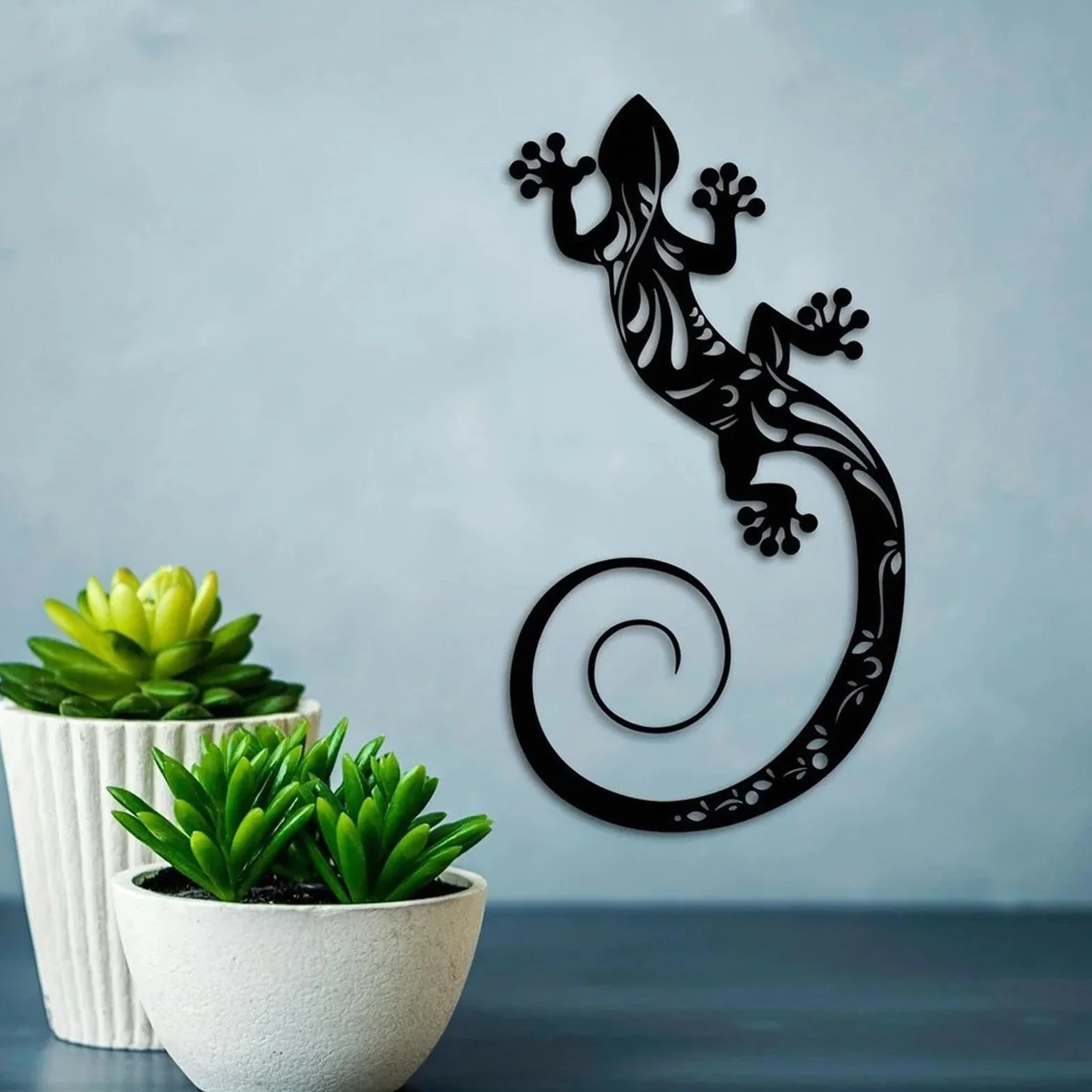 Sharplace Décoration Murale Métal Lézard, Sculpture Salamandre Exterieur pour Patio Jardin