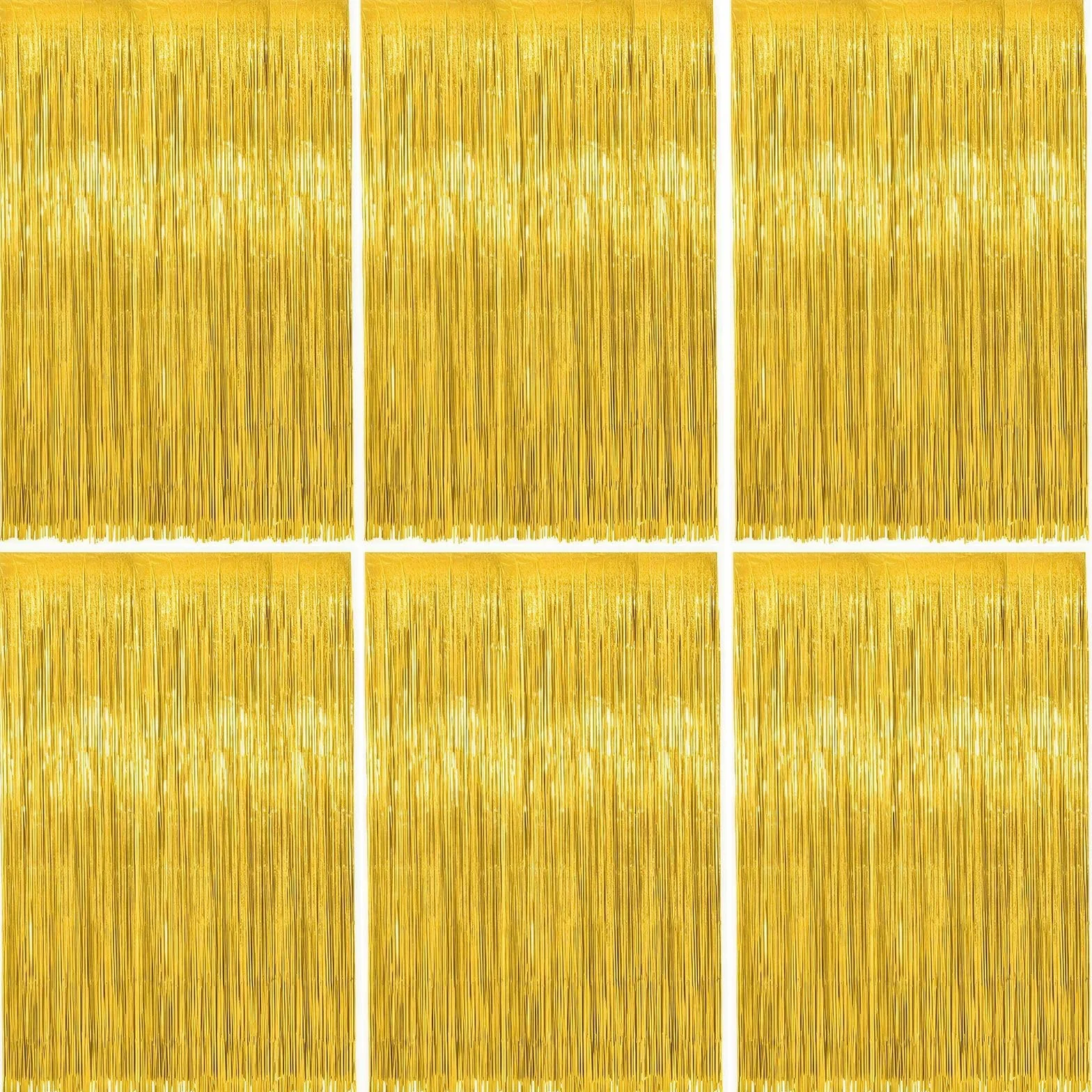 Rideau Métallique Doré 1m x 2m 6 Pièces pour Fête Anniversaire Mariage