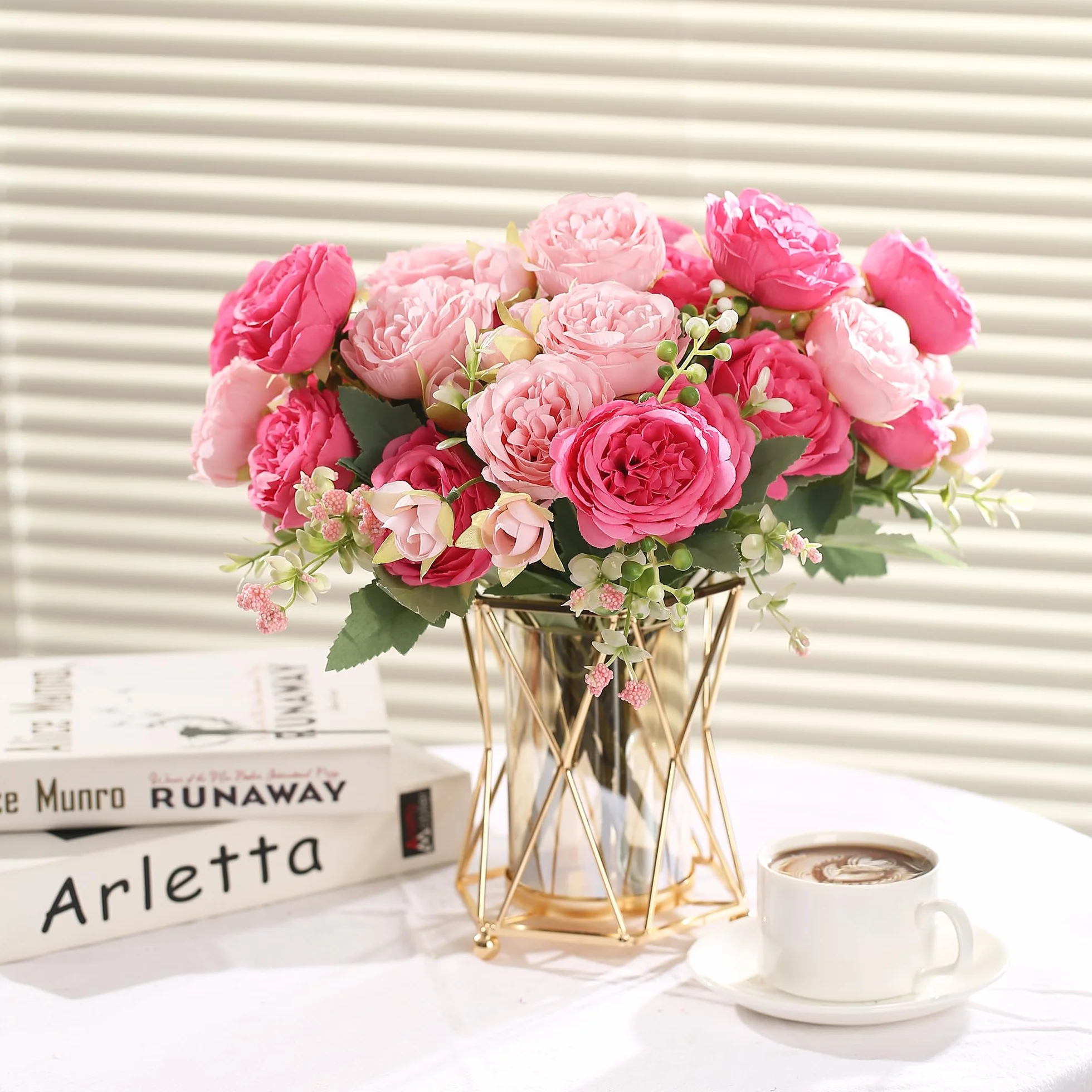 Bouquets de Pivoines Artificielles en Soie pour Mariage, Centre de Table, Décoration