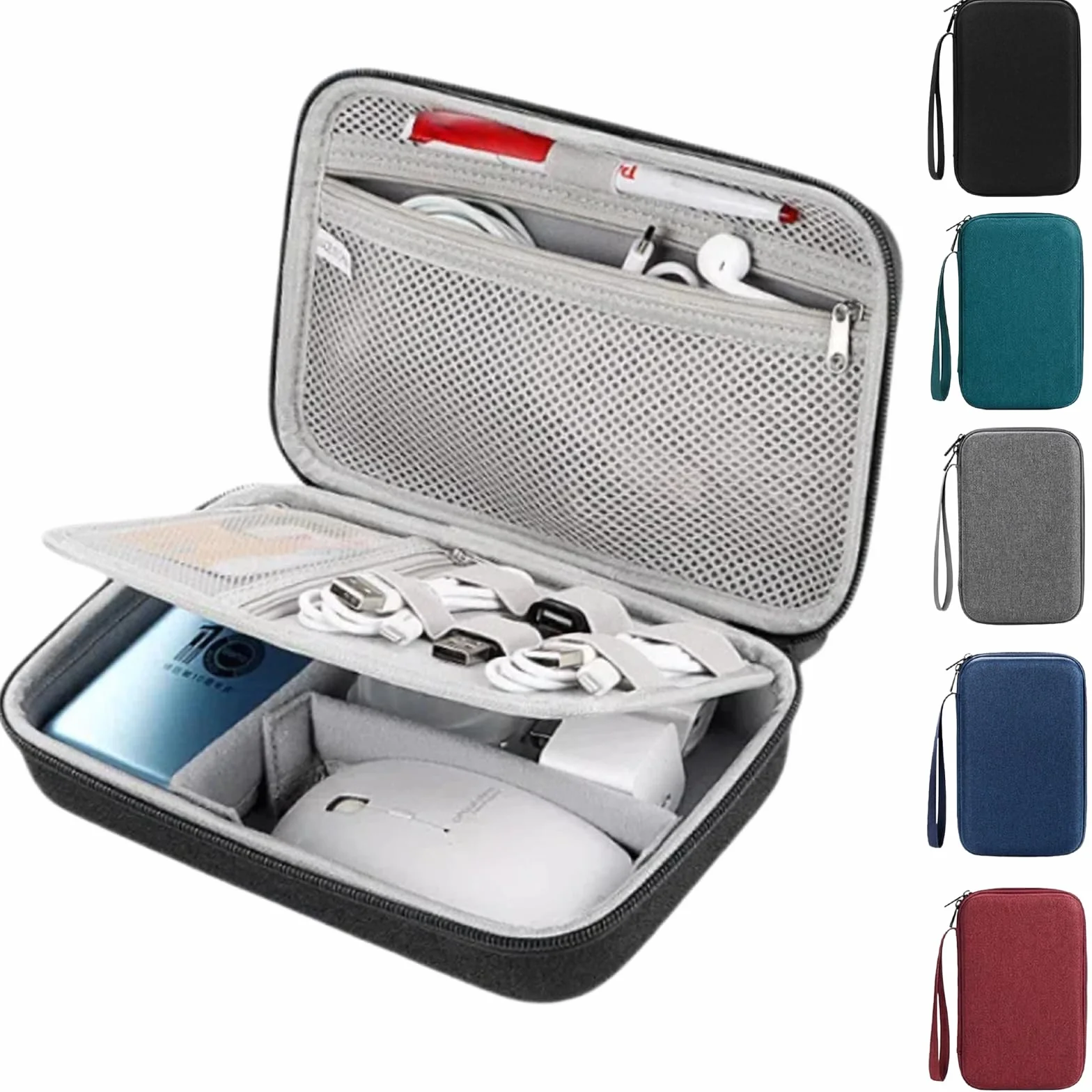 Hard Electronics Travel Organizer Case do MacBooka, ładowarek i dysków twardych Flash, wodoodporne, odporne na wstrząsy, 2-warstwowa konstrukcja, pomieści mysz i kable Power Bank (czarne)