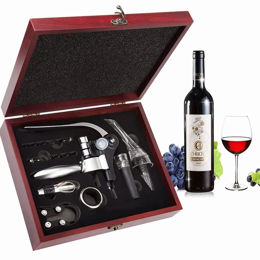 Tire bouchons, Ouvre Bouteille de vin, verseur pour le vin,Ensemble cadeau d'accessoires pour le vin avec coffret
