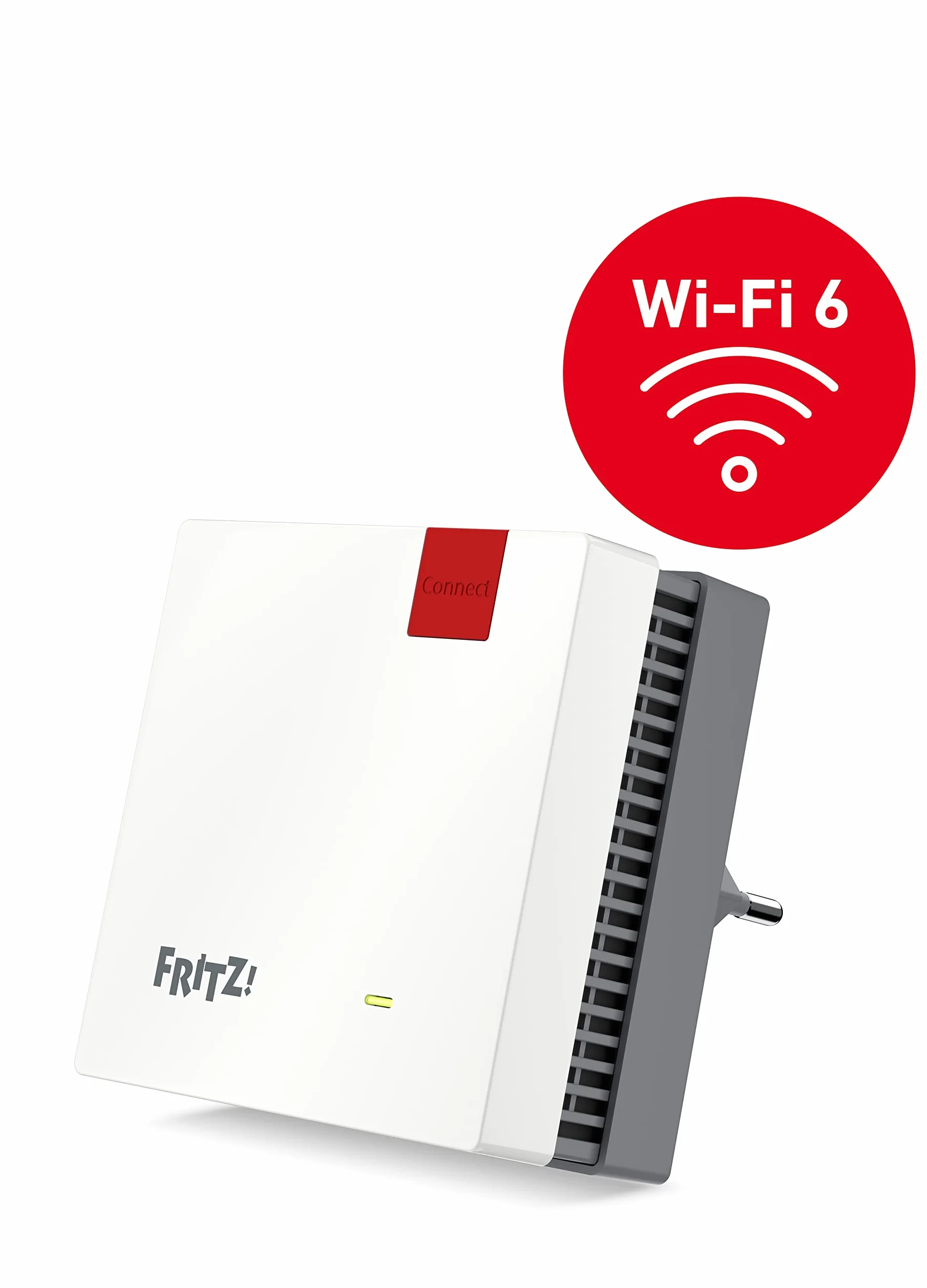 AVM FRITZ!Repeater 1200 AX międzynarodowy, Wi-Fi 6 Mesh Repeater, do 2.400 Mb/s (5 GHz) i do 600 Mb/s (2,4 GHz), 1 x port sieciowy Gigabit)