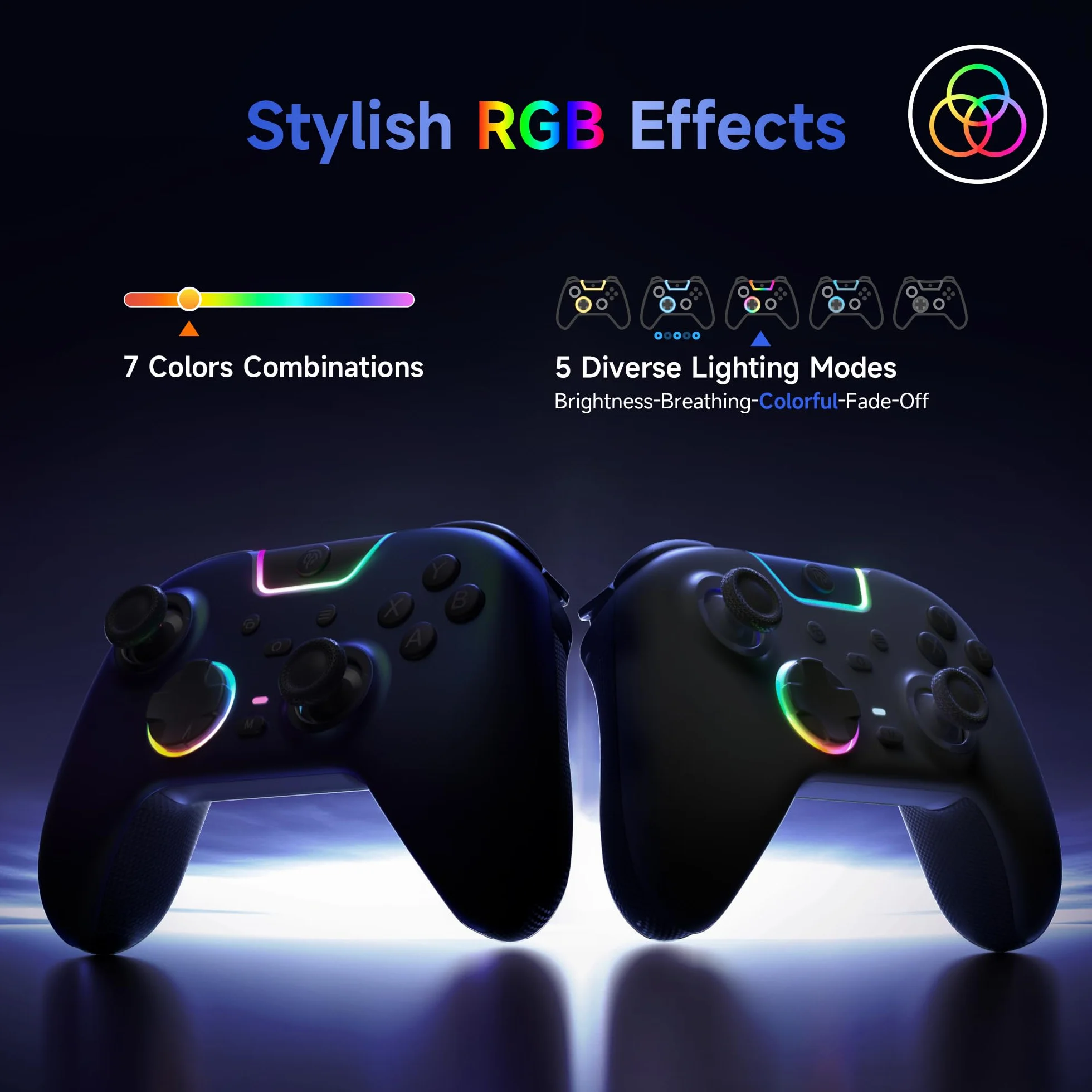 EasySMX Bezprzewodowy kontroler PC z RGB/dwupoziomowe wyzwalacze halowe/joystick hall/ciche przyciski, kontroler X05PRO do PC/Switch/Android/iOS/Steam/Android TV Box, 1000 mAh, biały
