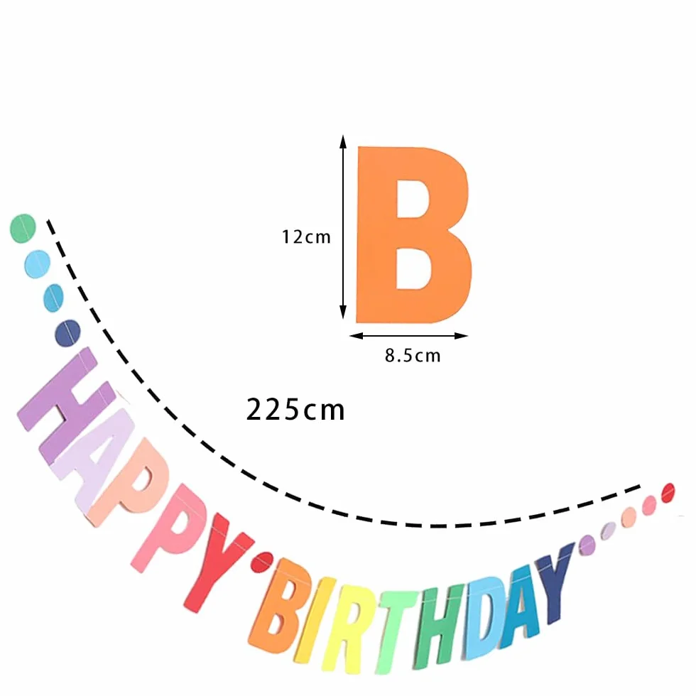 Banderole Joyeux Anniversaire Happy Birthday Bannière Pré-enfilée Guirlande en Papier Réutilisable